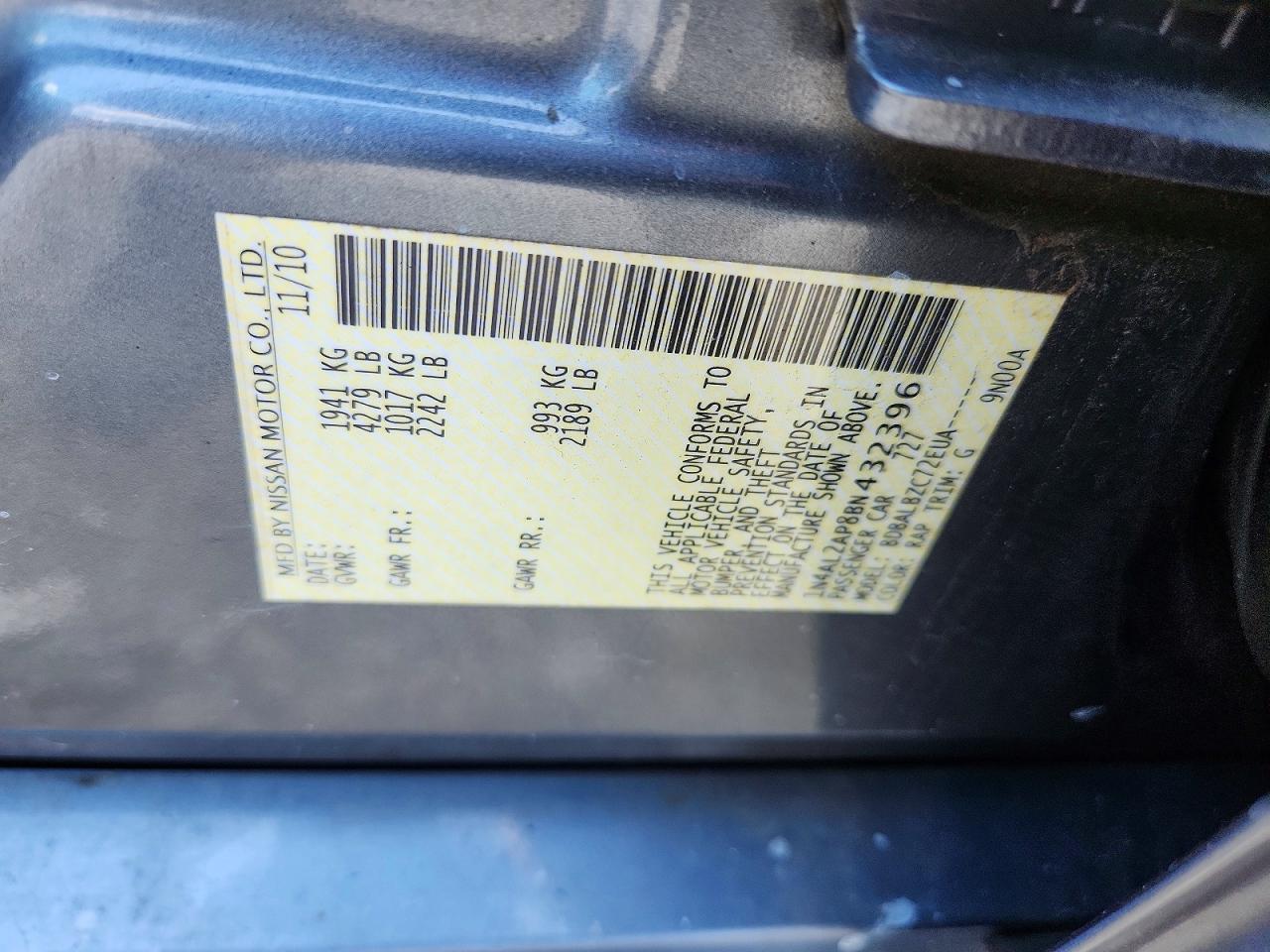 2011 Nissan Altima 2.5 Синий vin: 1N4AL2AP8BN432396