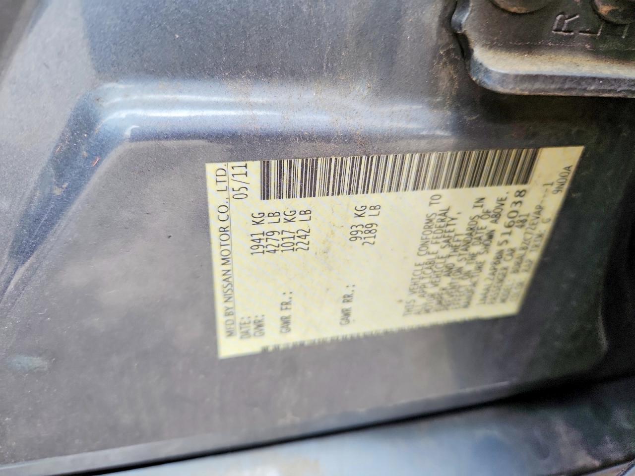 2011 Nissan Altima 2.5 Blue vin: 1N4AL2AP8BN516038