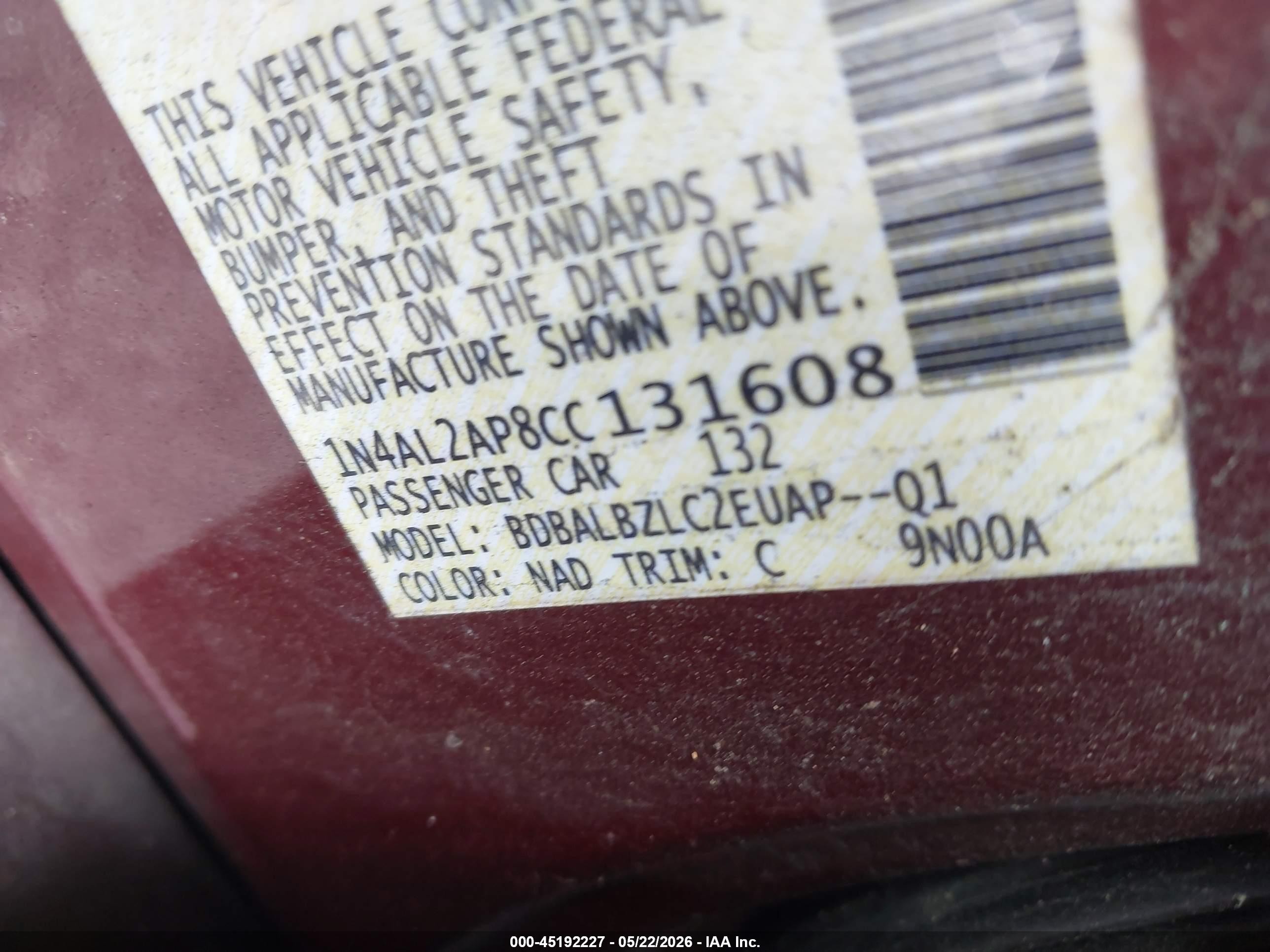2012 Nissan Altima 2.5 S Red vin: 1N4AL2AP8CC131608