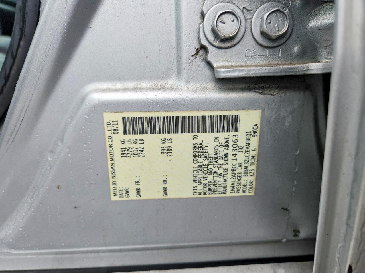 2012 Nissan Altima 2.5 Silver vin: 1N4AL2AP8CC143063