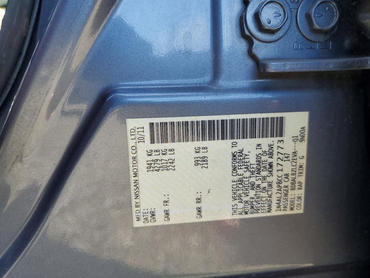 2012 Nissan Altima 2.5 Silver vin: 1N4AL2AP8CC172773