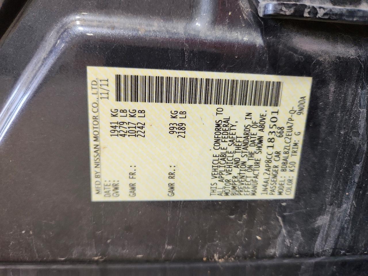 2012 Nissan Altima 2.5 Gray vin: 1N4AL2AP8CC183501