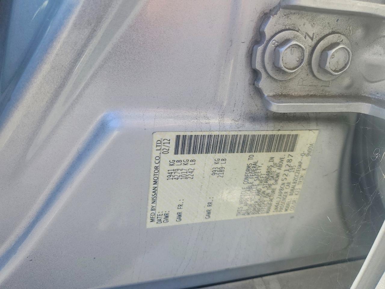 2012 Nissan Altima 2.5 Silver vin: 1N4AL2AP8CN521287