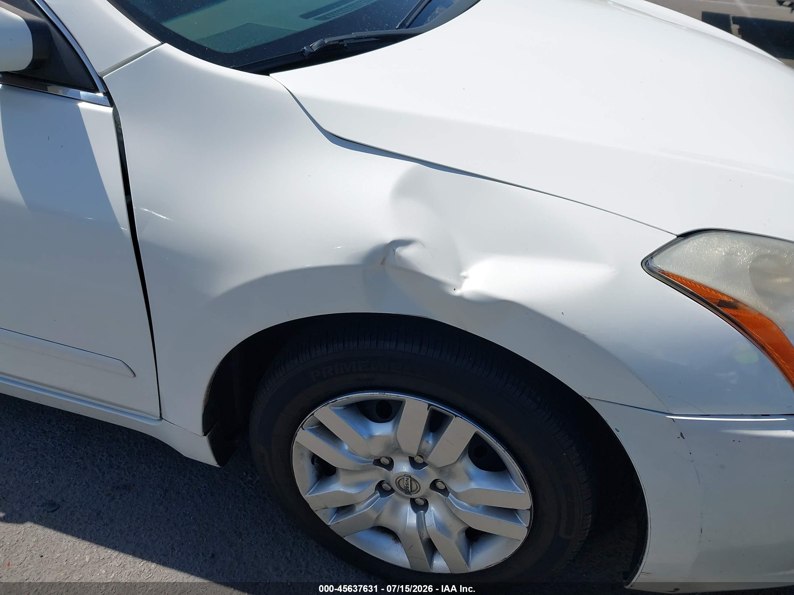 2012 Nissan Altima 2.5 S White vin: 1N4AL2AP8CN549090