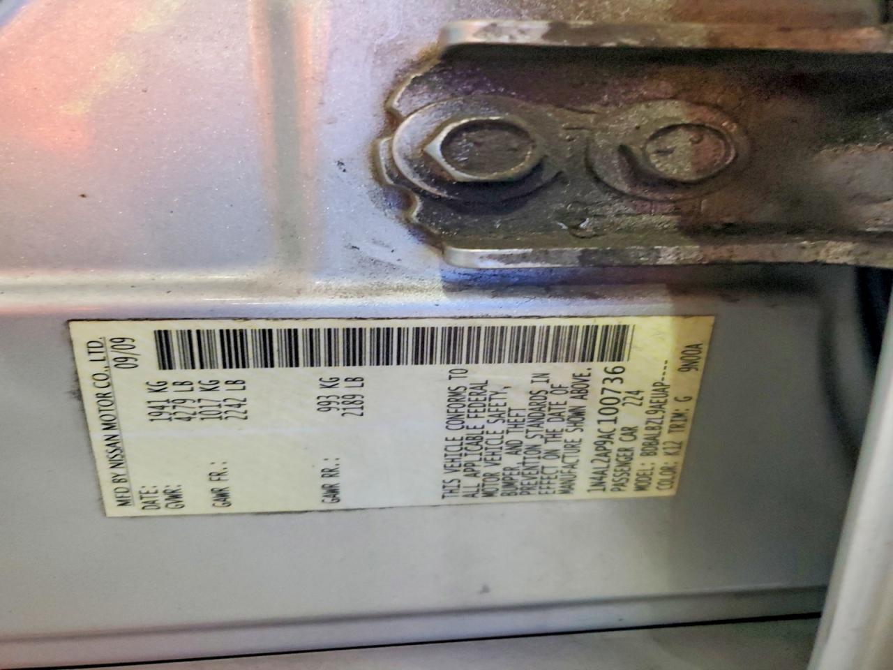 2010 Nissan Altima 2.5 Серебряный vin: 1N4AL2AP9AC100736