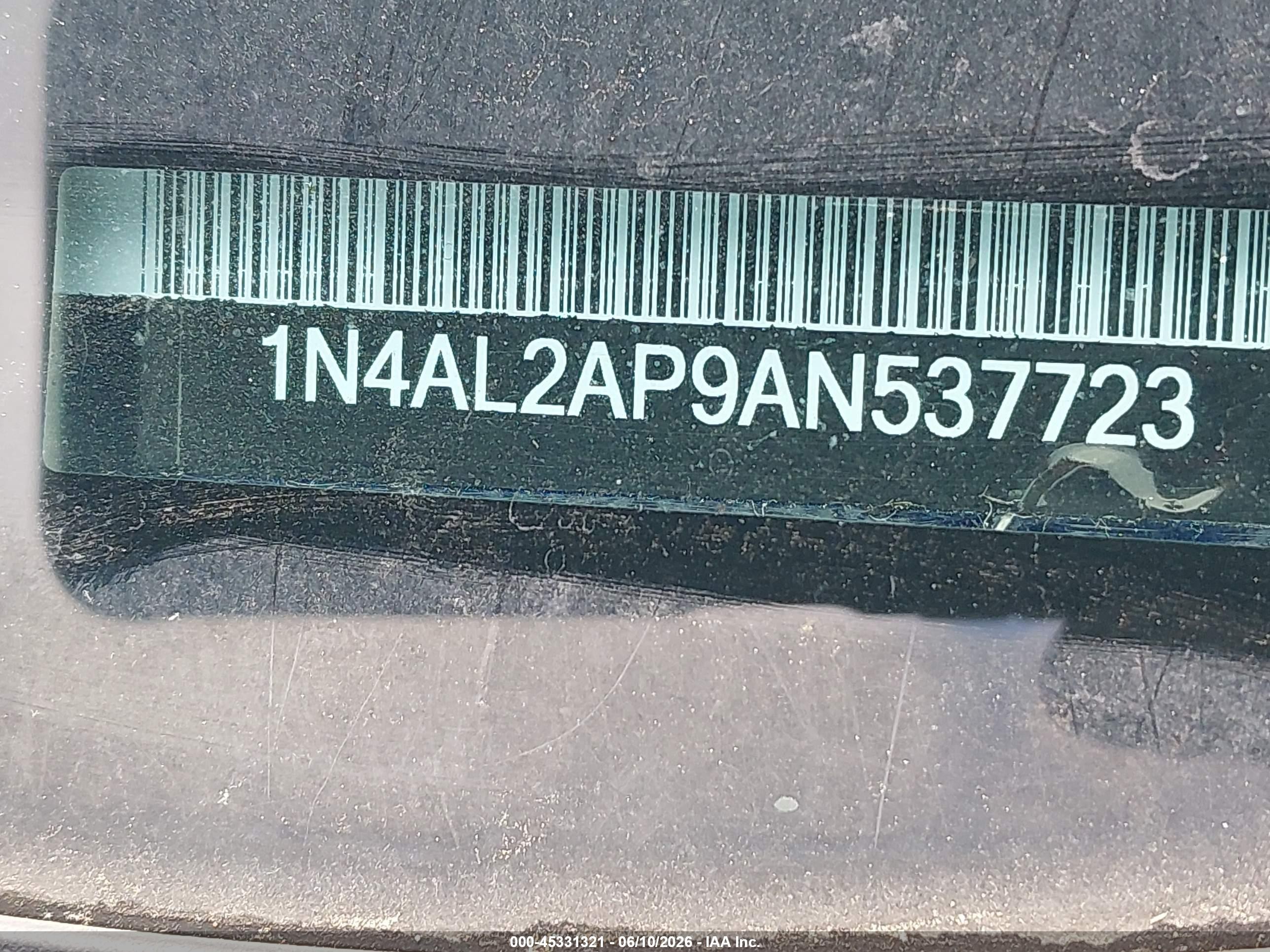 2010 Nissan Altima 2.5 S Navy vin: 1N4AL2AP9AN537723