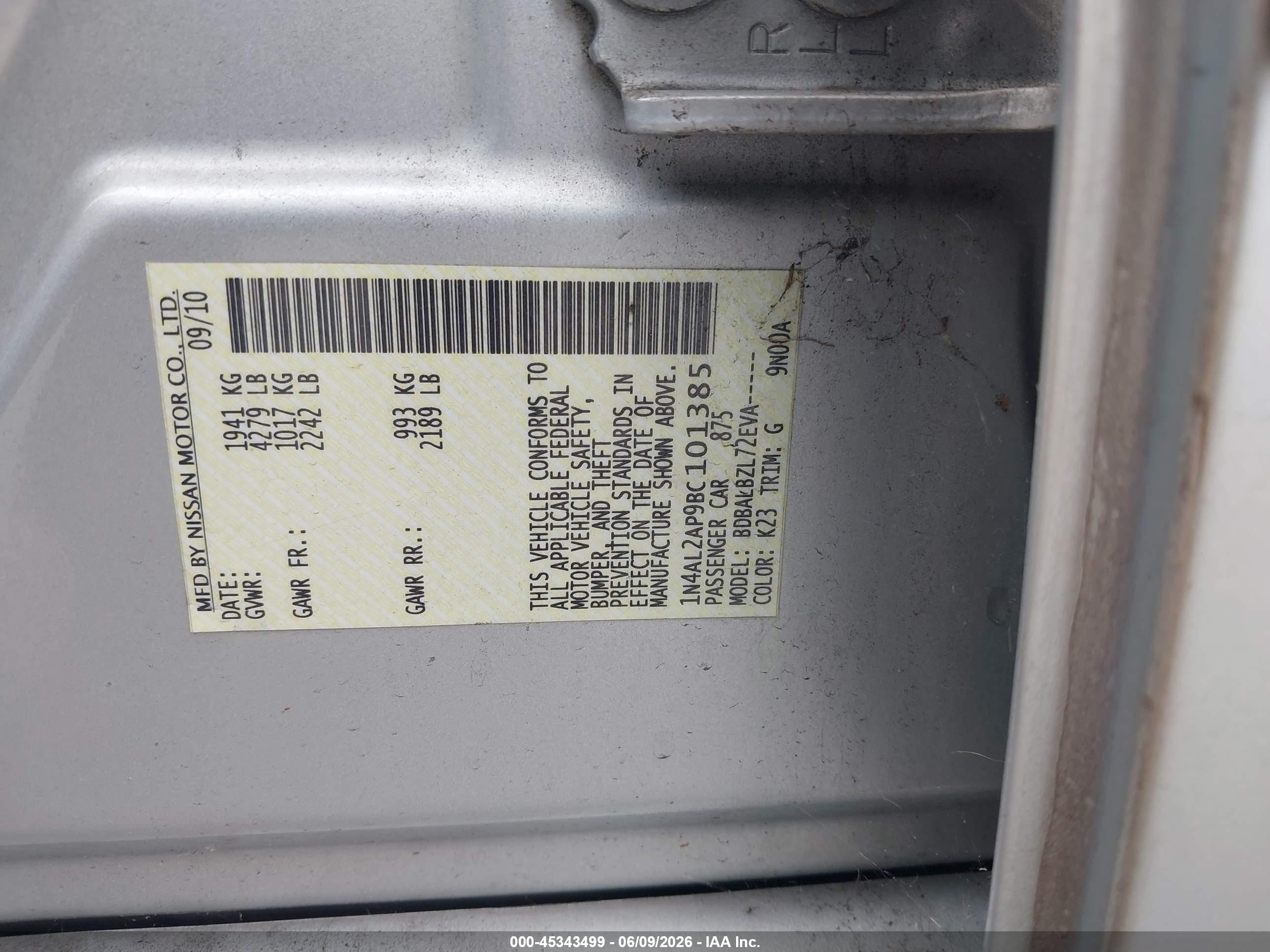 2011 Nissan Altima 2.5 S Silver vin: 1N4AL2AP9BC101385