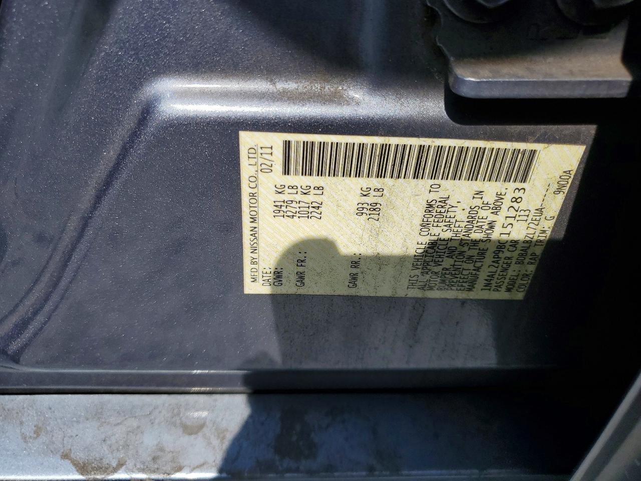 2011 Nissan Altima 2.5 Gray vin: 1N4AL2AP9BC151283