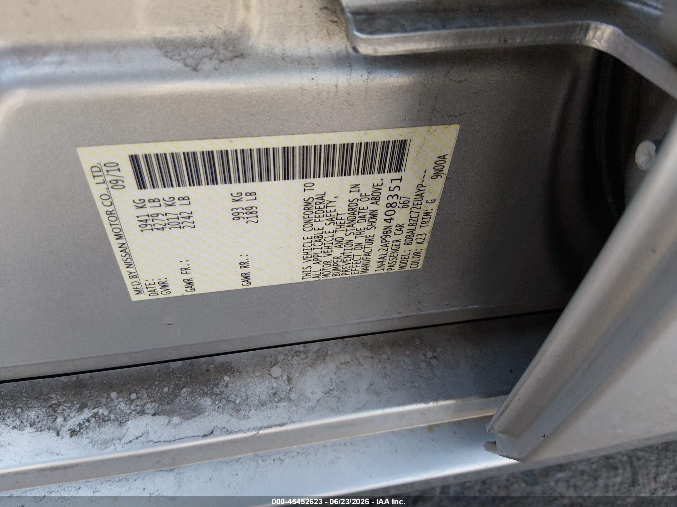 2011 Nissan Altima 2.5 S Серебряный vin: 1N4AL2AP9BN408351