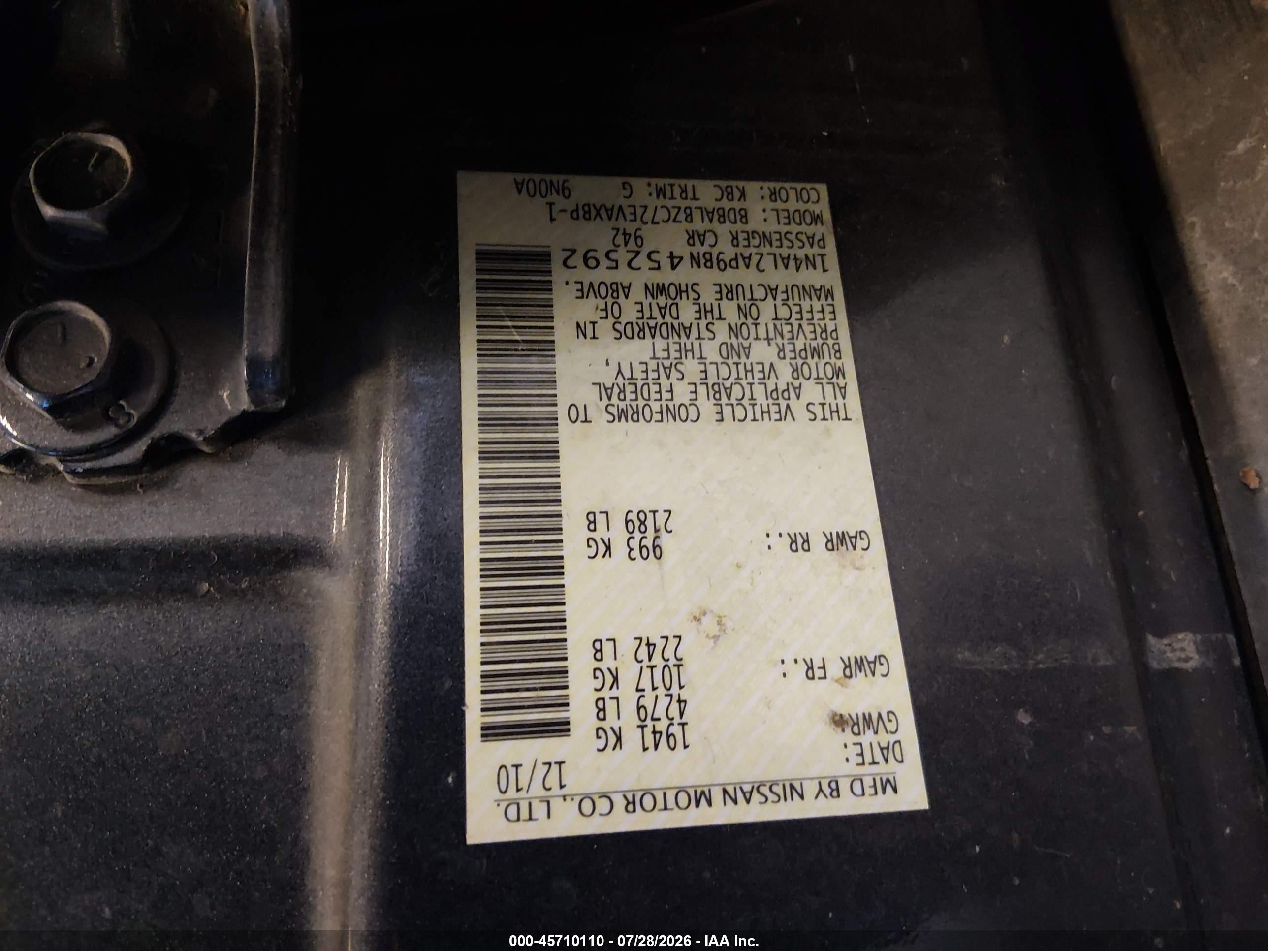 2011 Nissan Altima 2.5 S Gray vin: 1N4AL2AP9BN452592