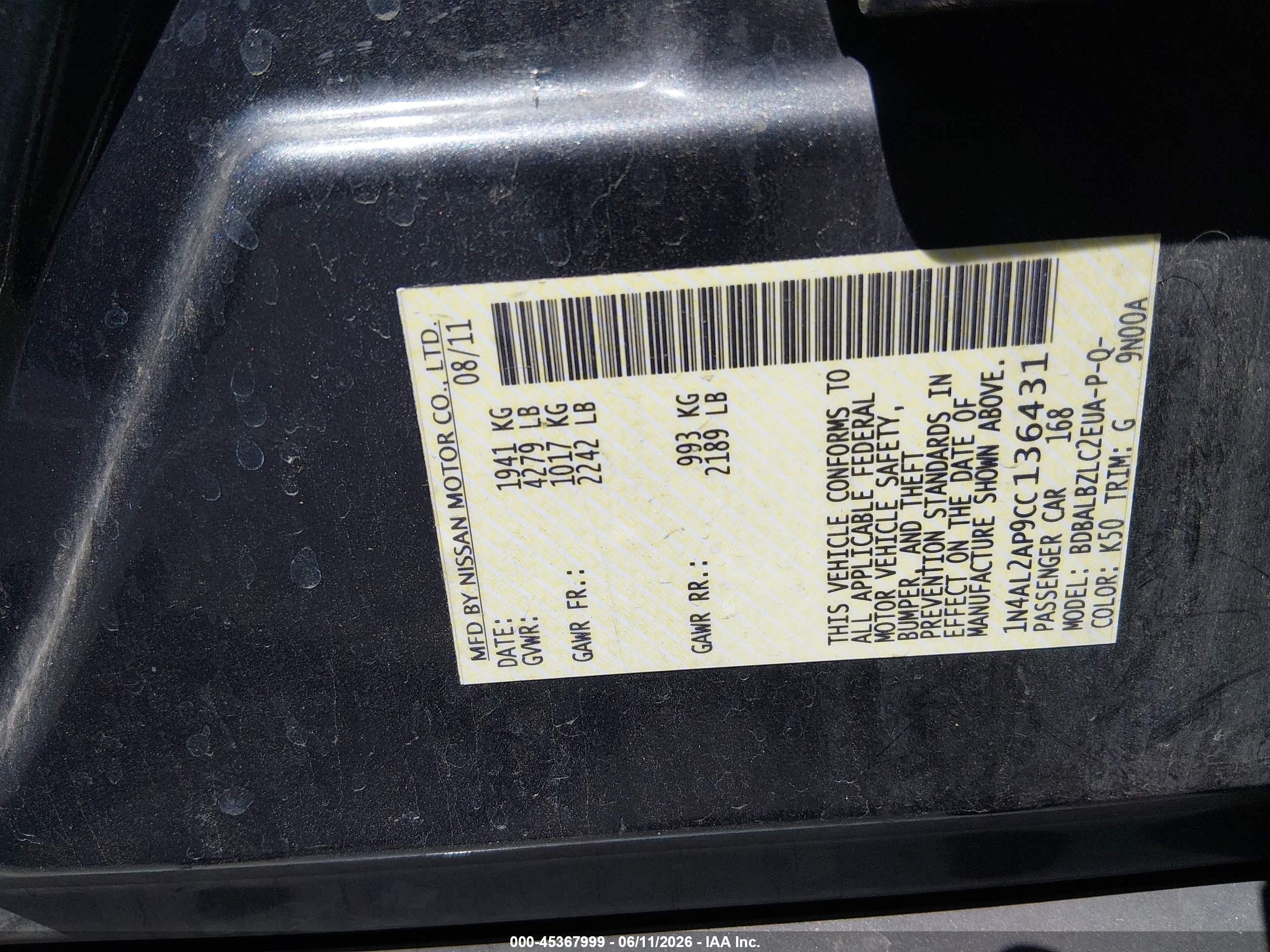 2012 Nissan Altima 2.5 S Gray vin: 1N4AL2AP9CC136431