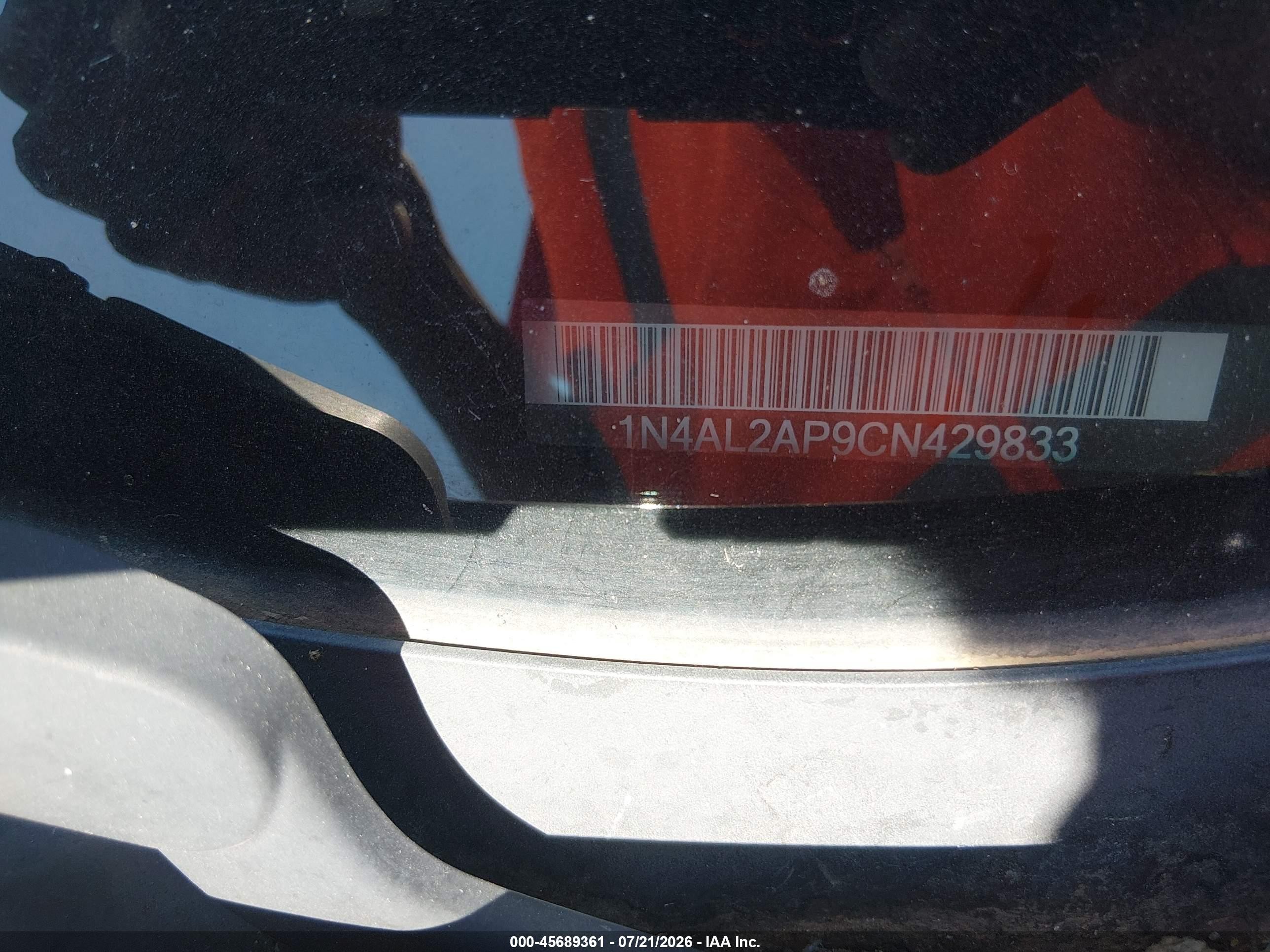 2012 Nissan Altima 2.5 S Black vin: 1N4AL2AP9CN429833