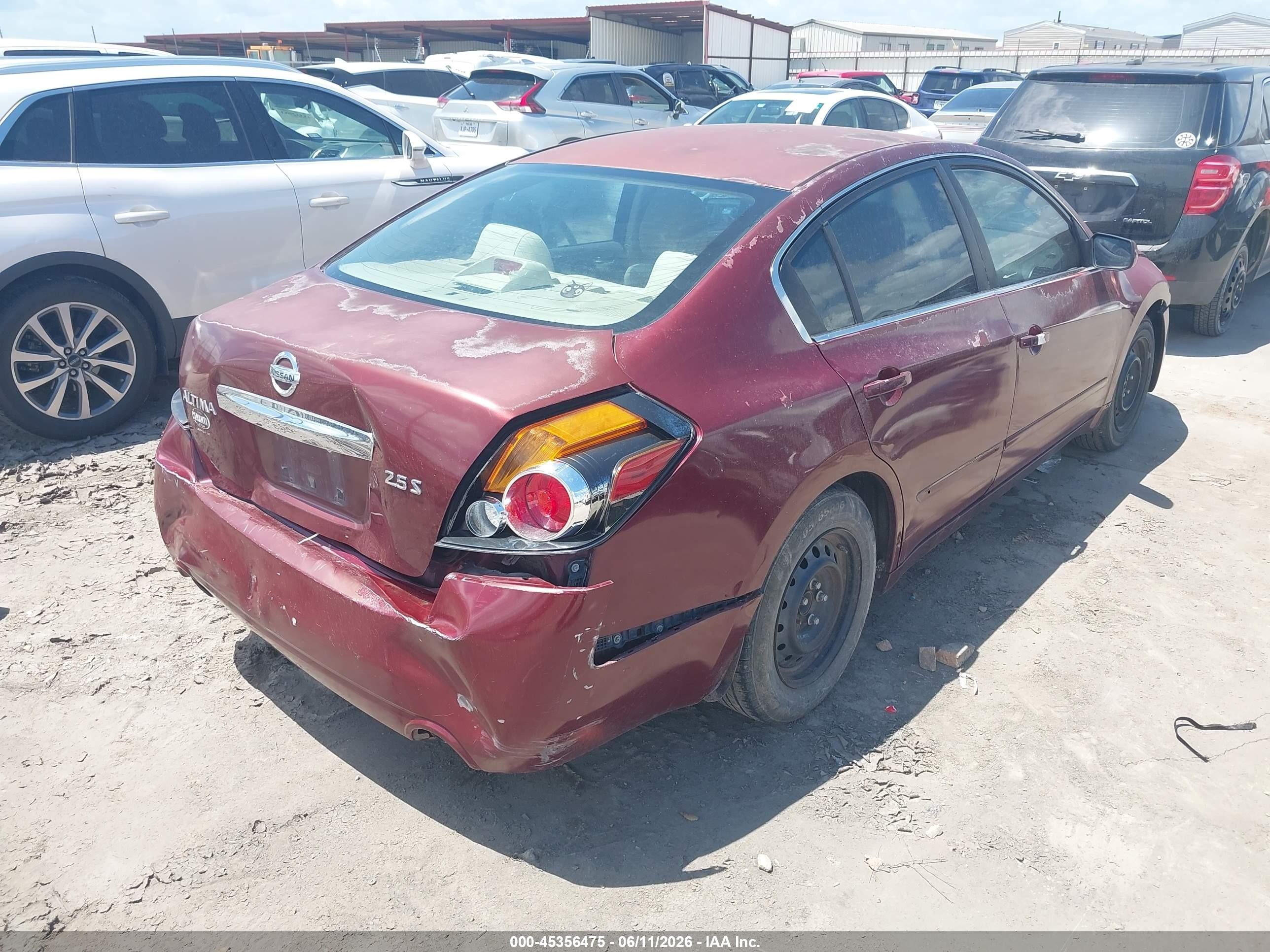 2012 Nissan Altima 2.5 S Burgundy vin: 1N4AL2AP9CN492754