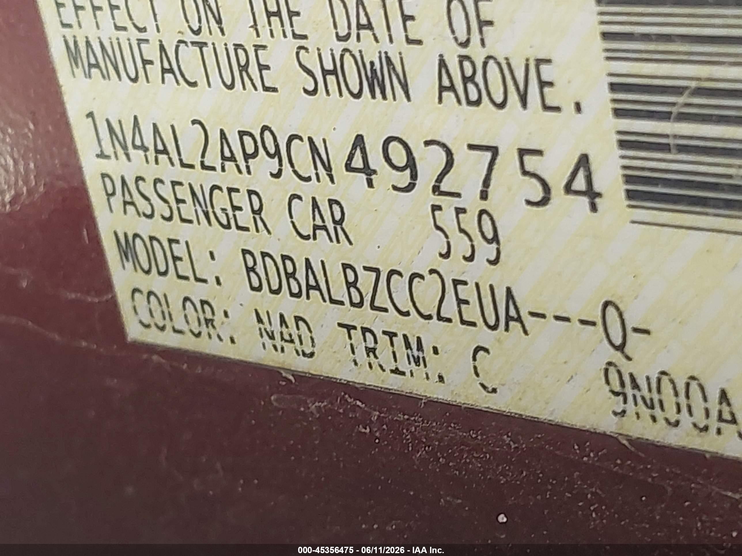 2012 Nissan Altima 2.5 S Burgundy vin: 1N4AL2AP9CN492754