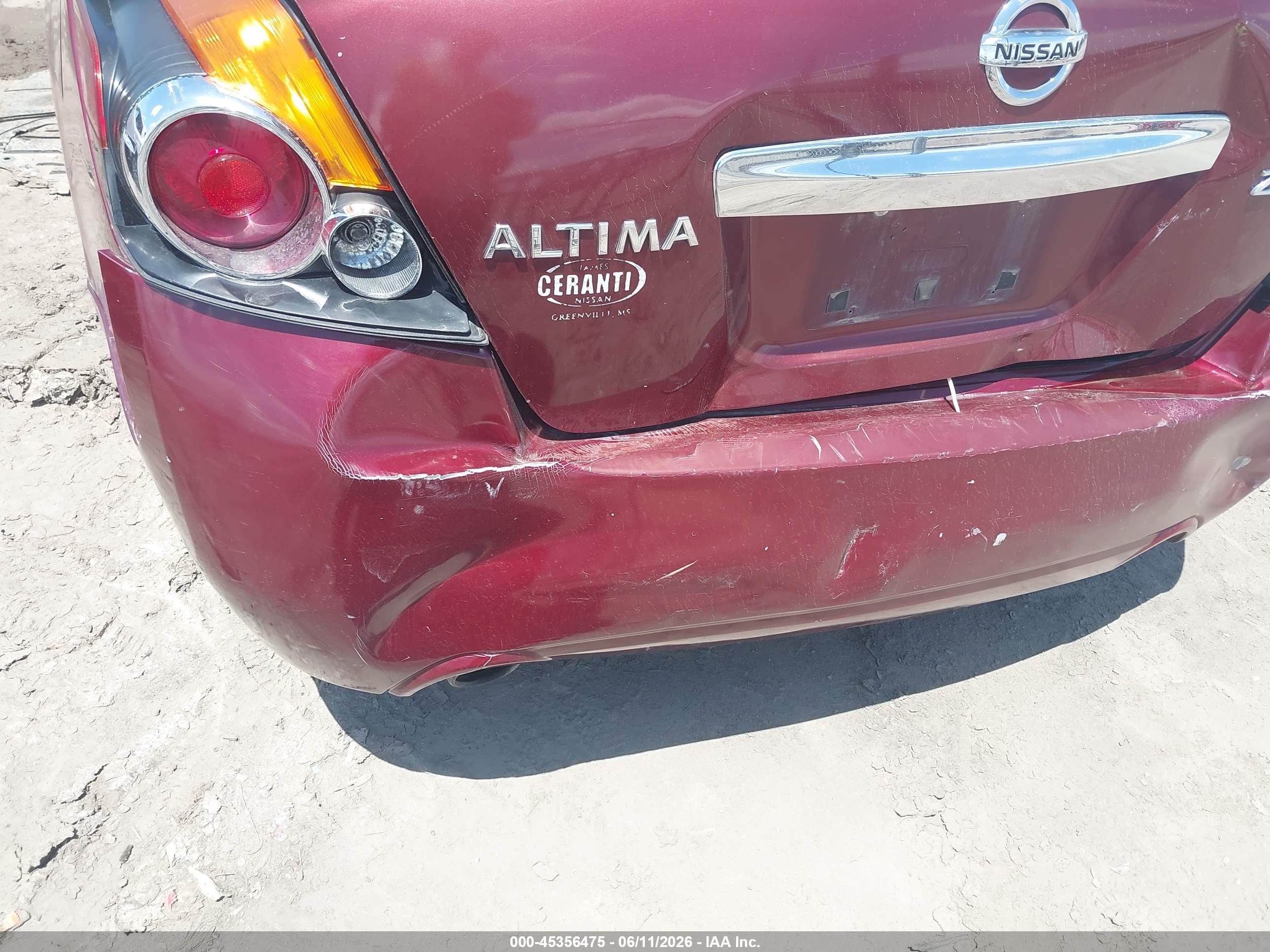 2012 Nissan Altima 2.5 S Burgundy vin: 1N4AL2AP9CN492754