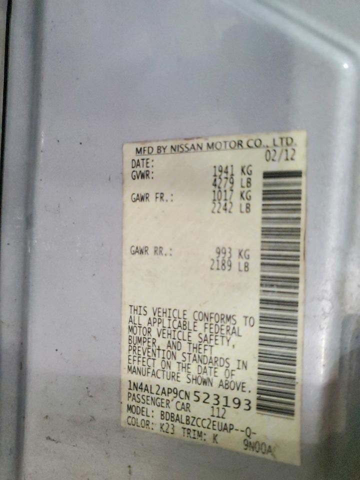 2012 Nissan Altima 2.5 Silver vin: 1N4AL2AP9CN523193