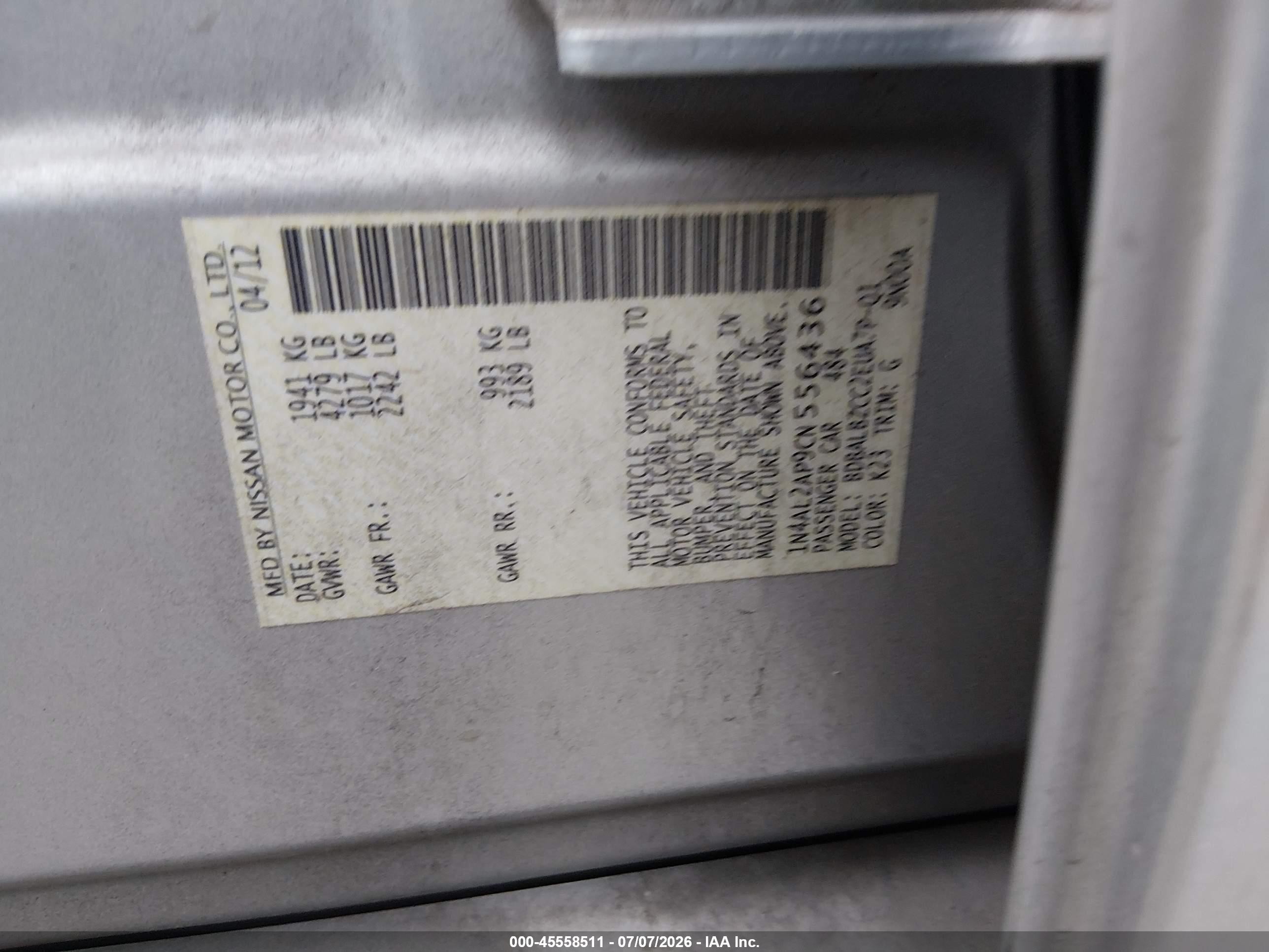 2012 Nissan Altima 2.5 S Silver vin: 1N4AL2AP9CN556436