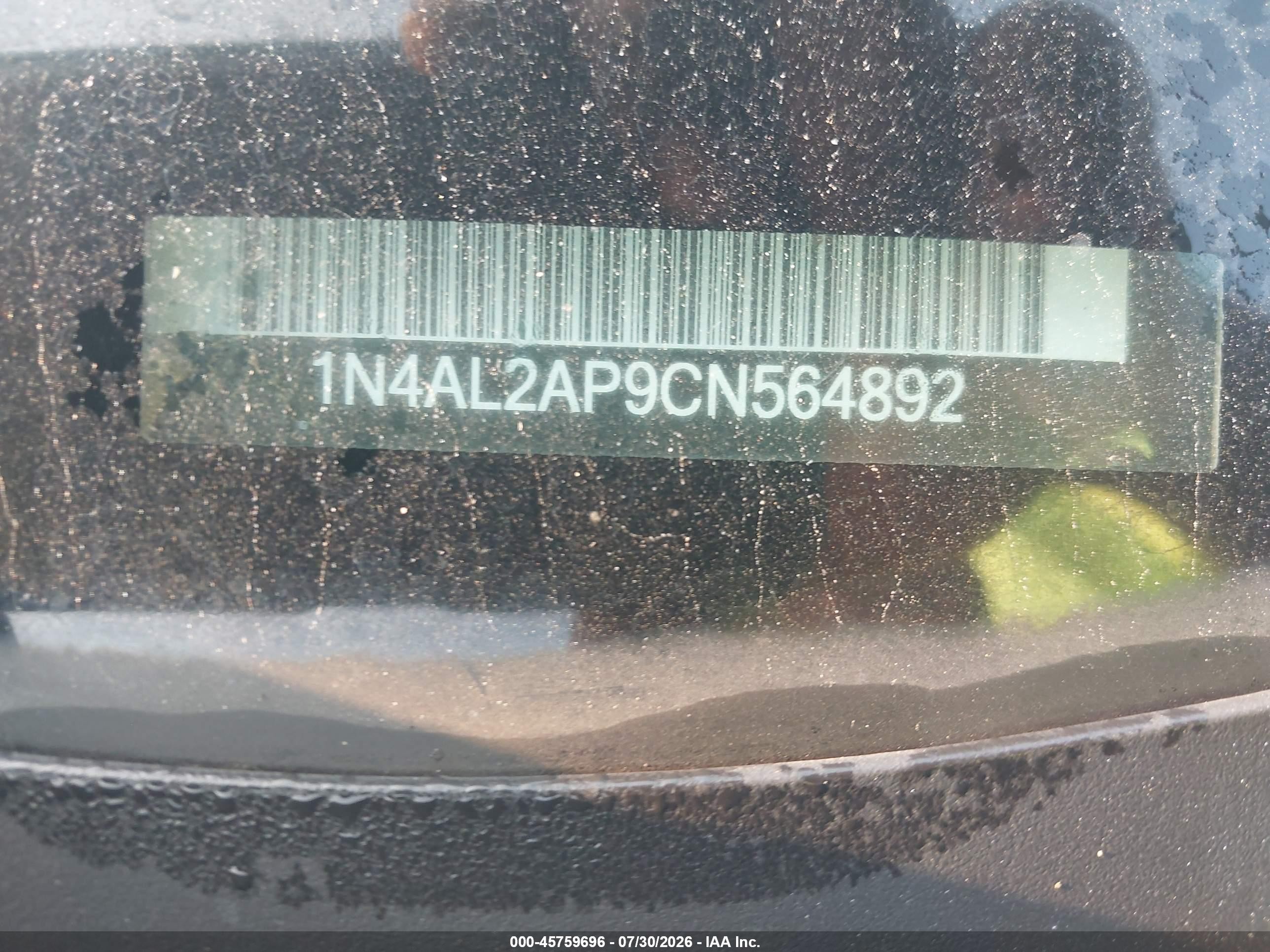 2012 Nissan Altima 2.5 S White vin: 1N4AL2AP9CN564892