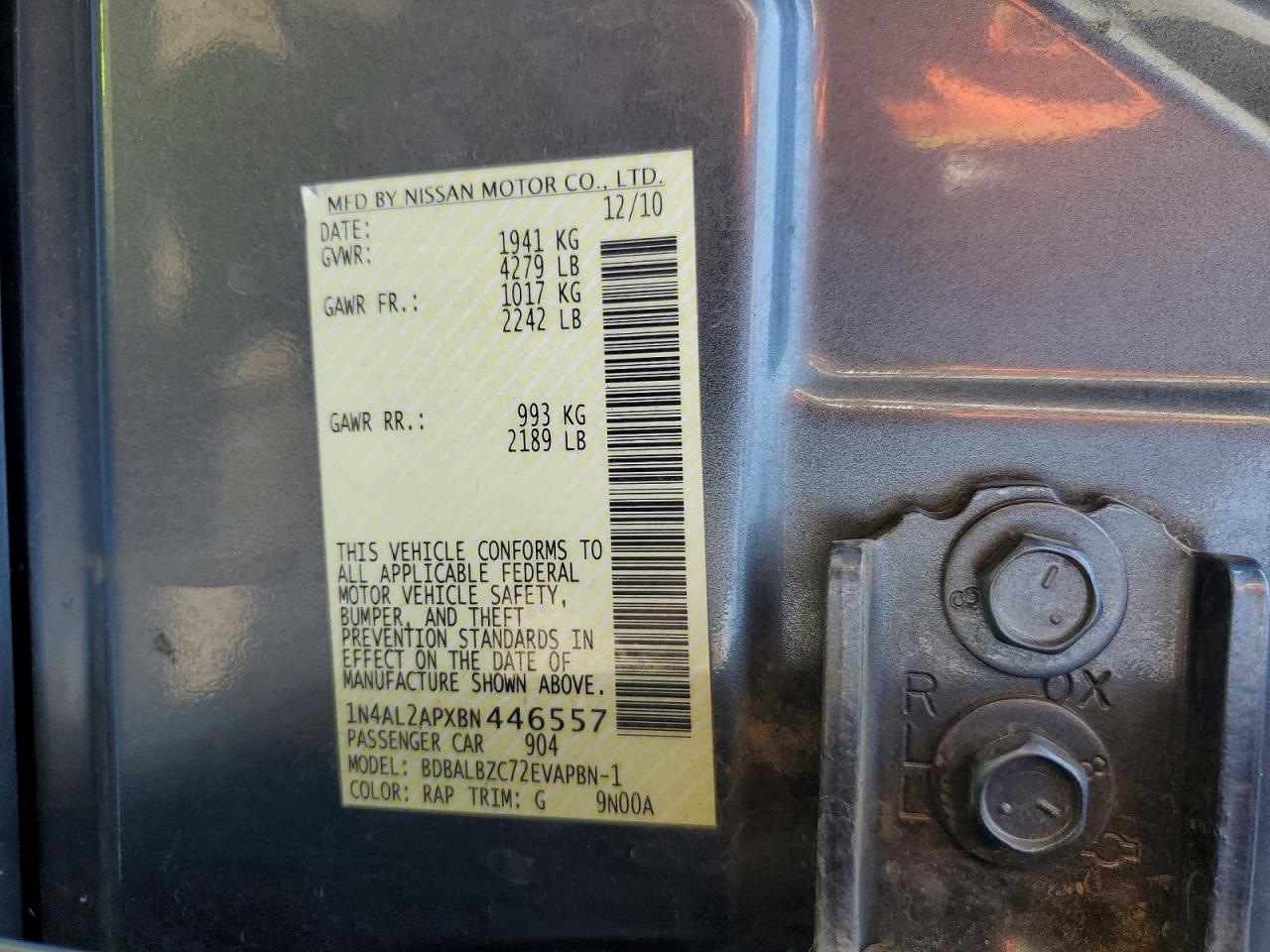 2011 Nissan Altima 2.5 Gray vin: 1N4AL2APXBN446557