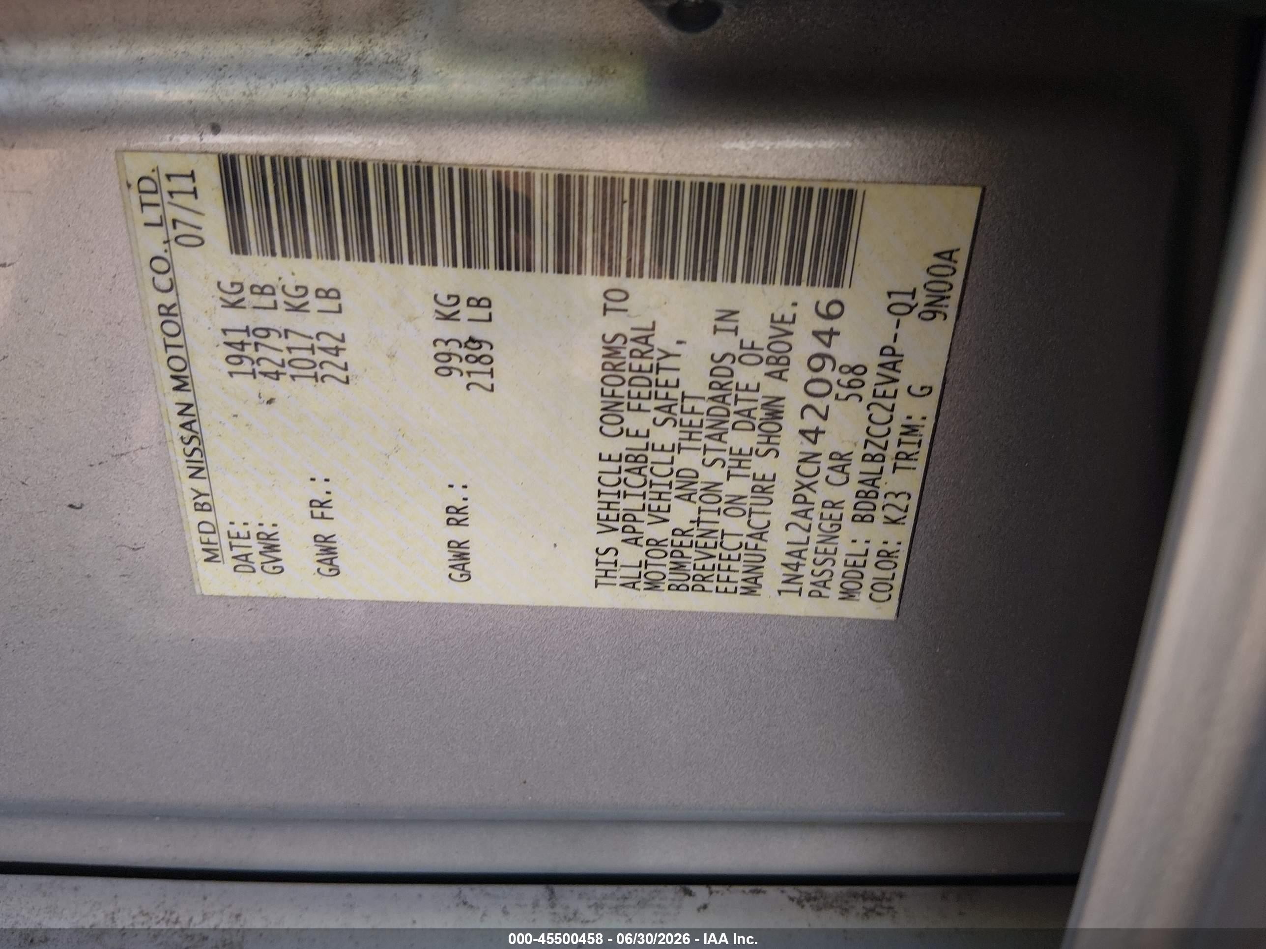 2012 Nissan Altima 2.5 S Silver vin: 1N4AL2APXCN420946