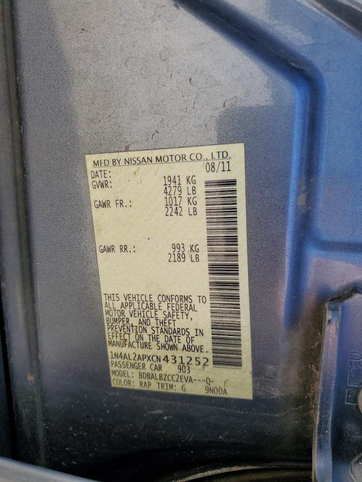 2012 Nissan Altima 2.5 Blue vin: 1N4AL2APXCN431252
