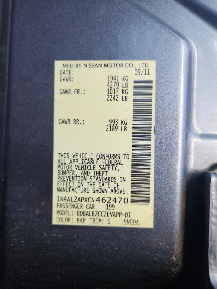 2012 Nissan Altima 2.5 Gray vin: 1N4AL2APXCN462470