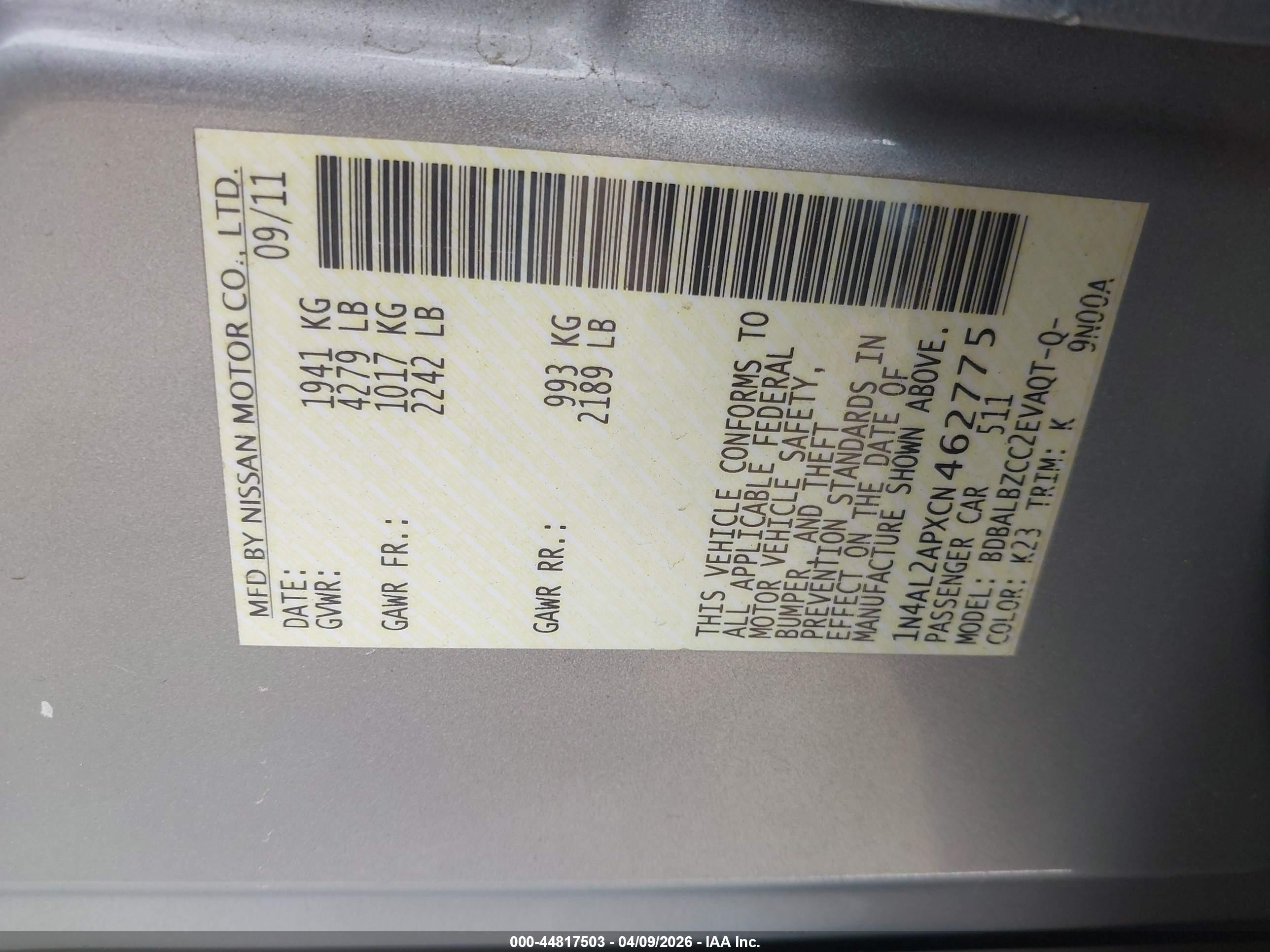 2012 Nissan Altima 2.5 S Silver vin: 1N4AL2APXCN462775