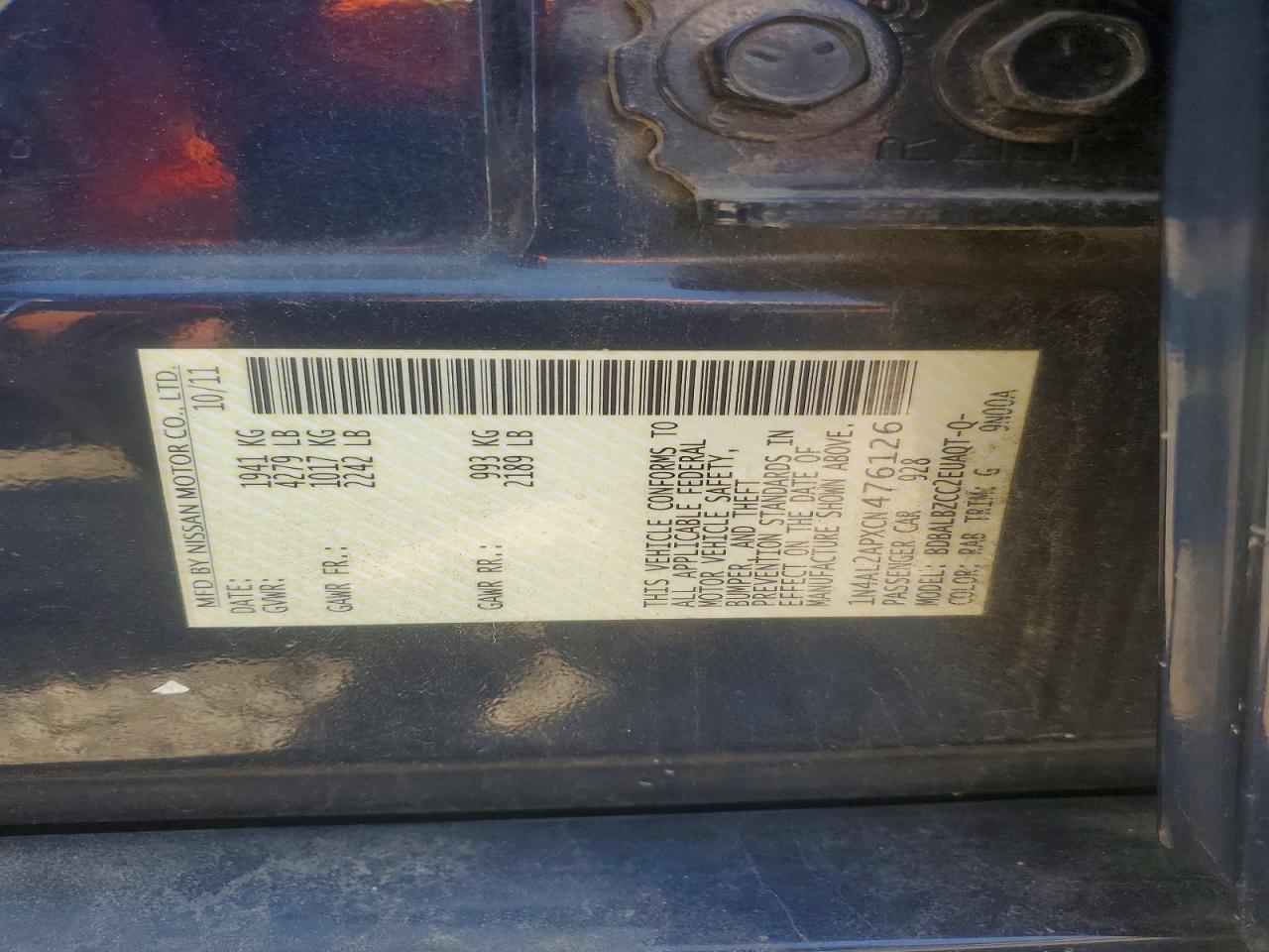 2012 Nissan Altima 2.5 Blue vin: 1N4AL2APXCN476126