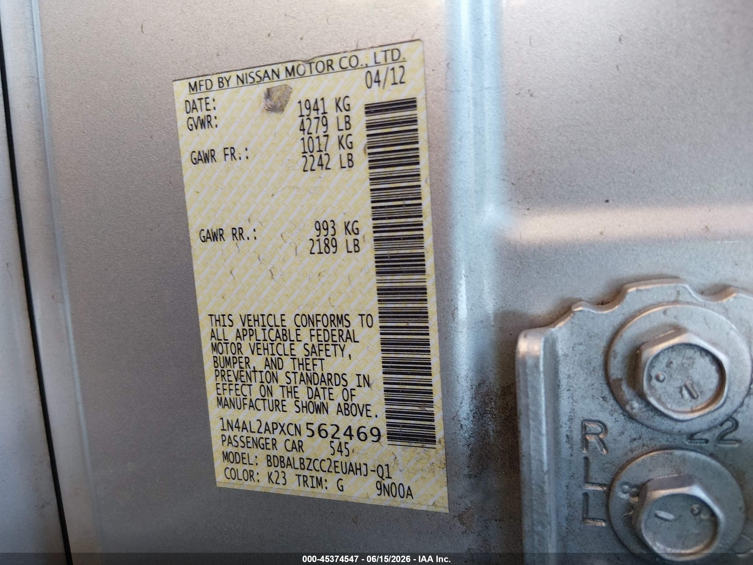 2012 Nissan Altima 2.5 S Silver vin: 1N4AL2APXCN562469