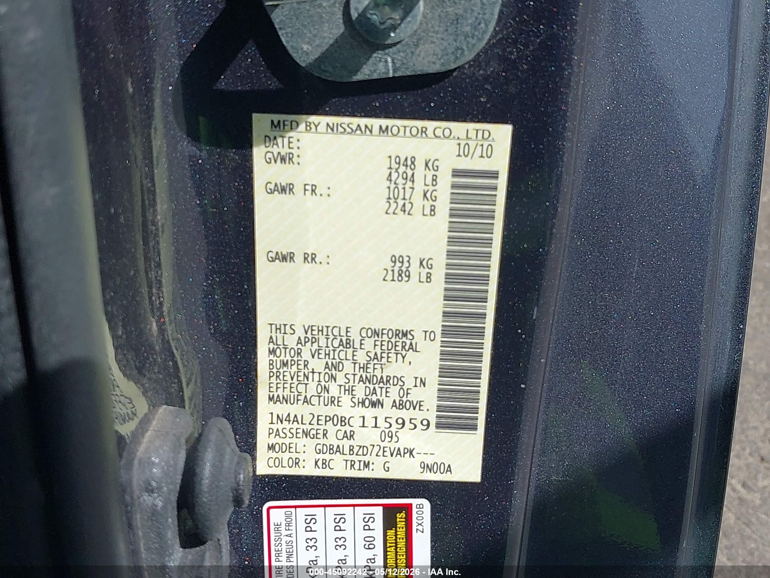 2011 Nissan Altima 2.5 S Gray vin: 1N4AL2EP0BC115959