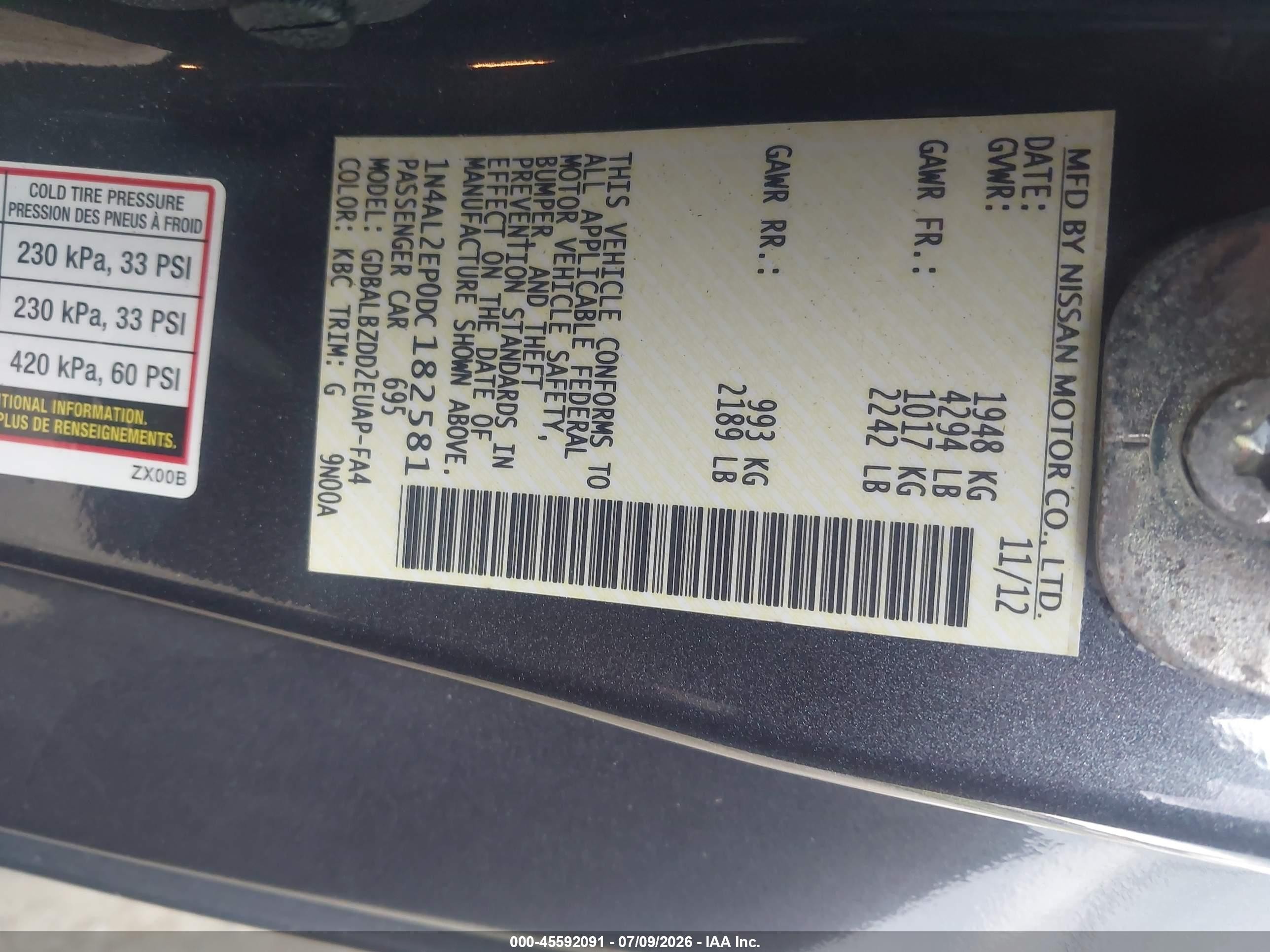 2013 Nissan Altima 2.5 S Gray vin: 1N4AL2EP0DC182581
