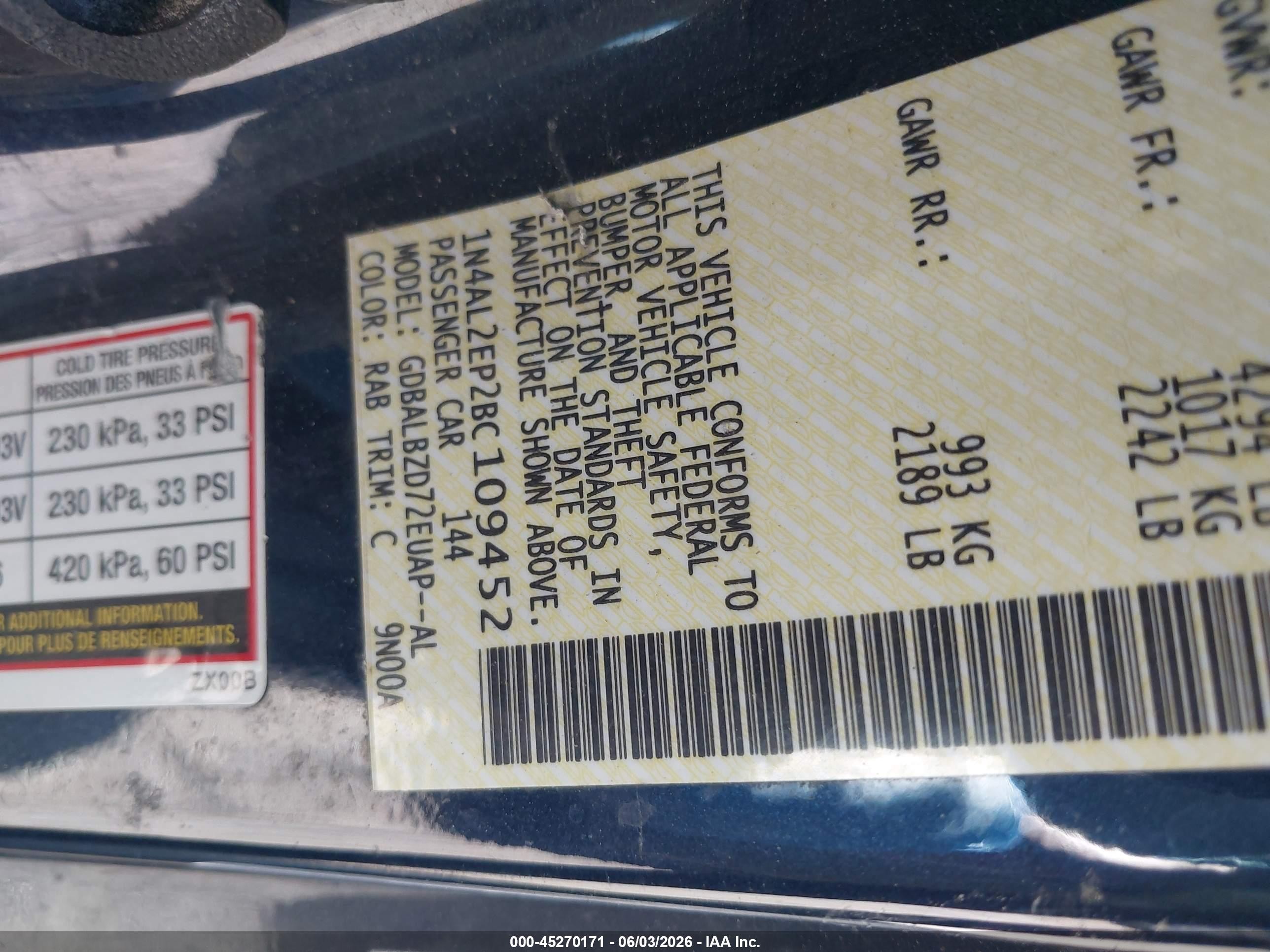 2011 Nissan Altima 2.5 S Синий vin: 1N4AL2EP2BC109452