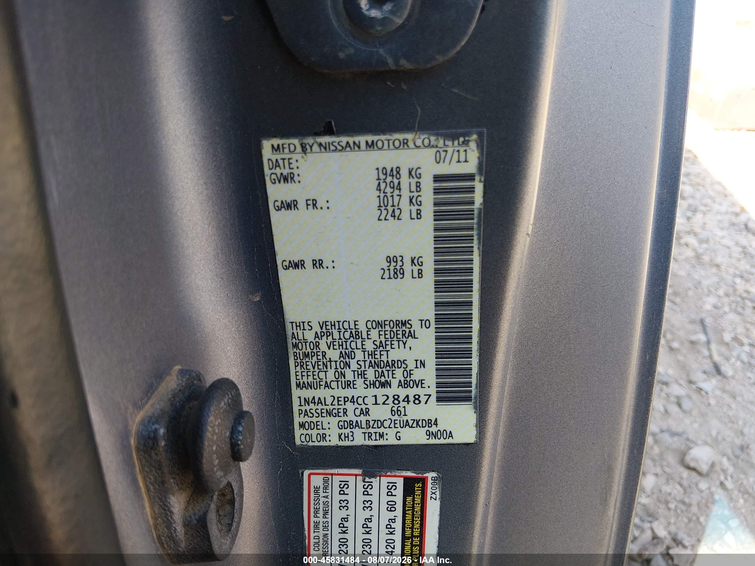 2011 Nissan Altima 2.5 S Gray vin: 1N4AL2EP2BC149305