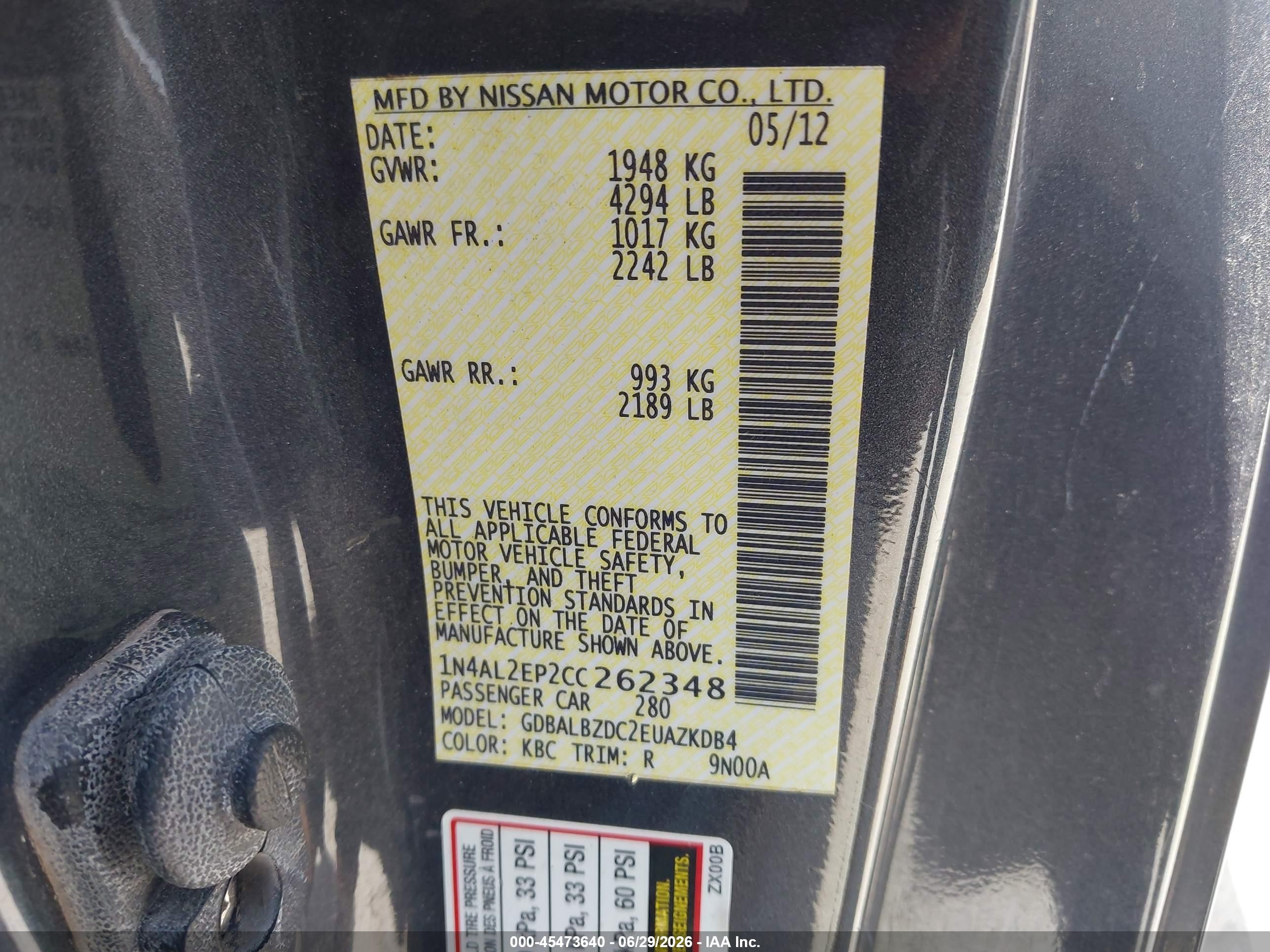 2012 Nissan Altima 2.5 S Gray vin: 1N4AL2EP2CC262348