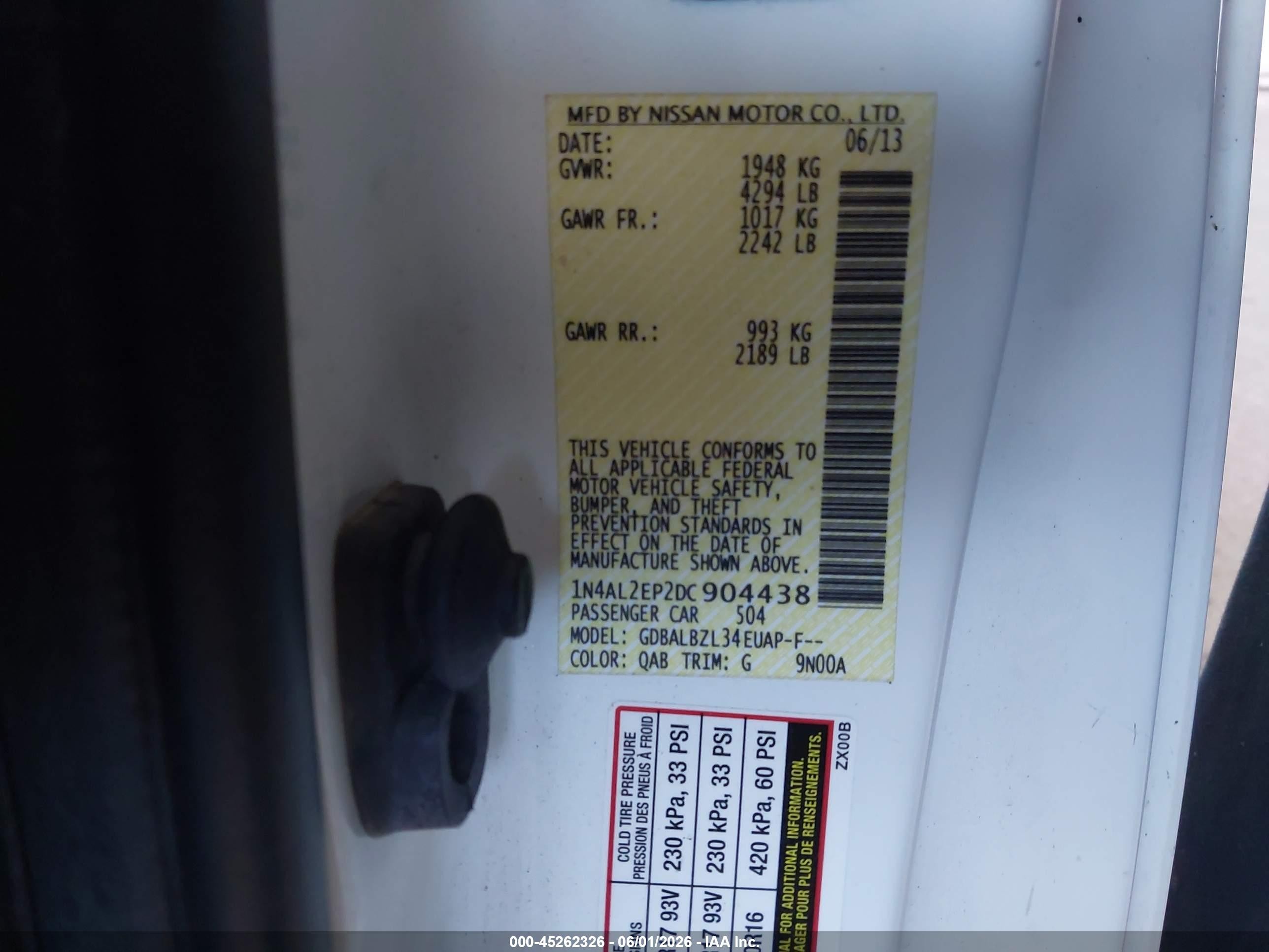 2013 Nissan Altima 2.5 S White vin: 1N4AL2EP2DC904438