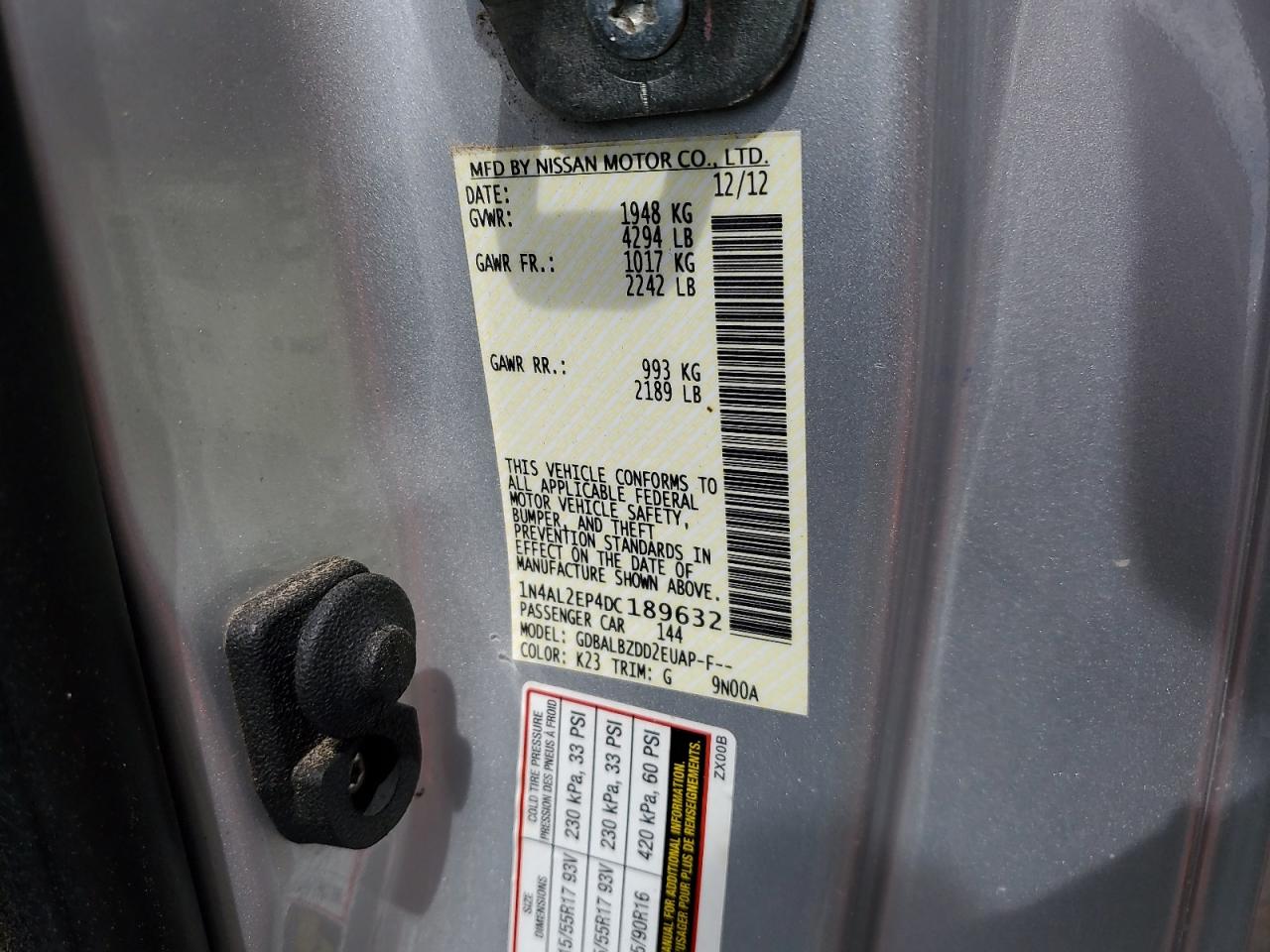 2013 Nissan Altima S Silver vin: 1N4AL2EP4DC189632