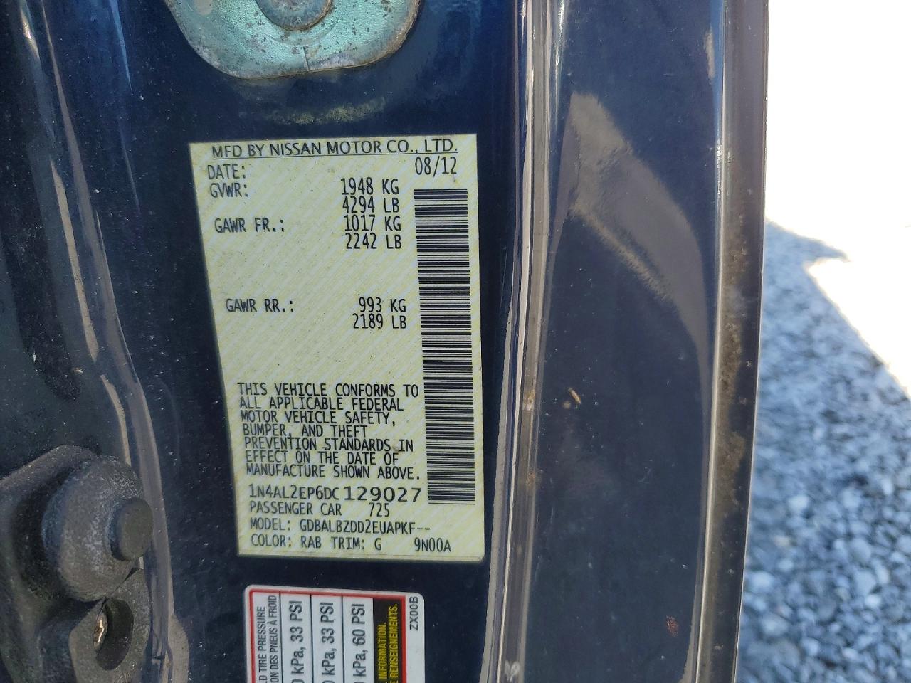 2013 Nissan Altima S Blue vin: 1N4AL2EP6DC129027