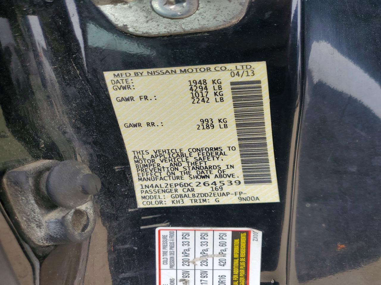 2013 Nissan Altima S Черный vin: 1N4AL2EP6DC264539