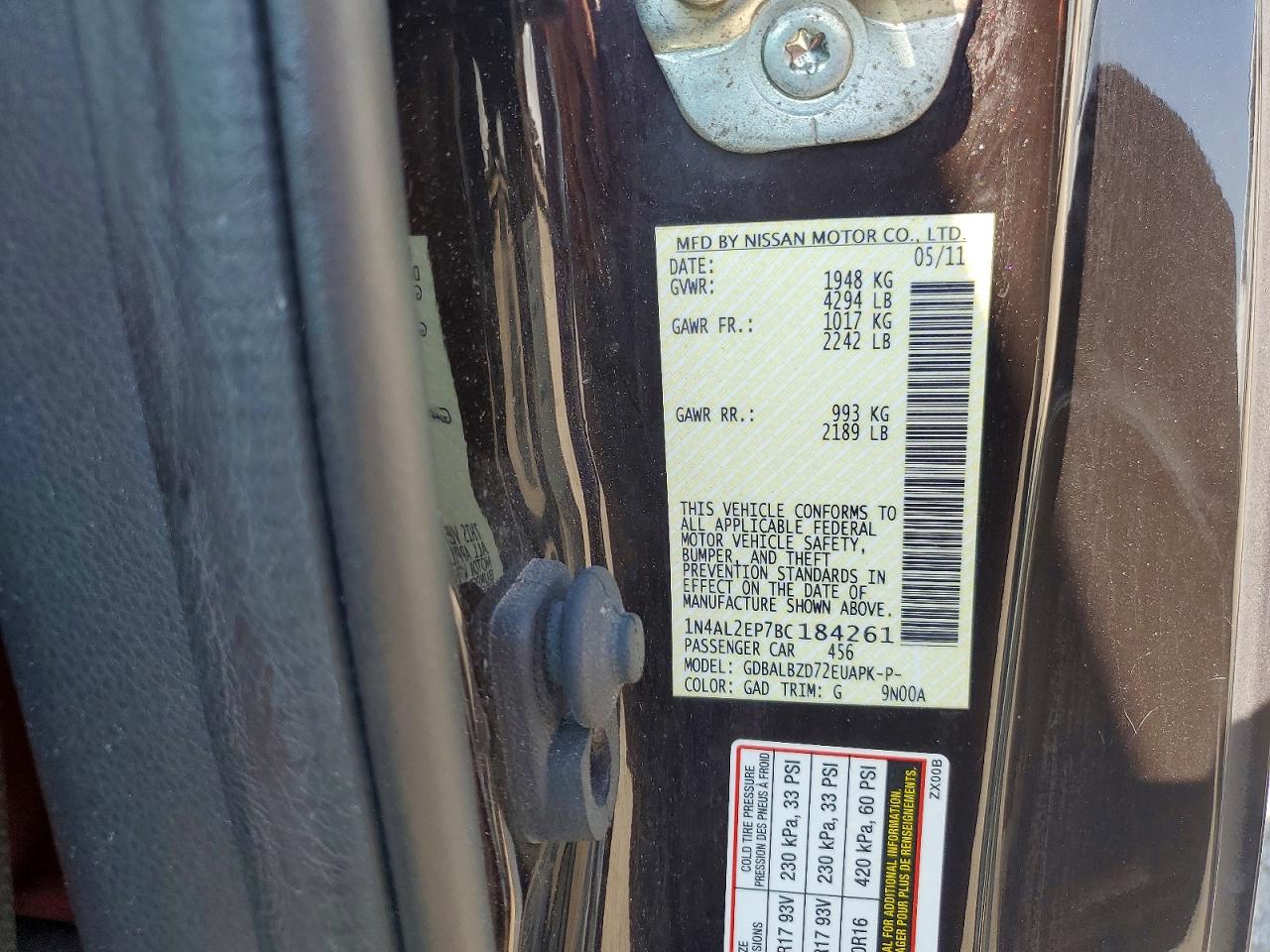 2011 Nissan Altima S Purple vin: 1N4AL2EP7BC184261