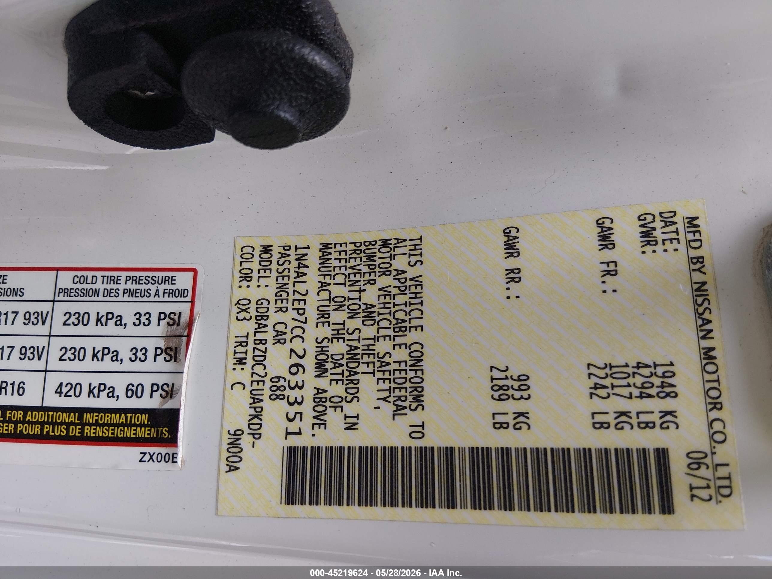 2012 Nissan Altima 2.5 S White vin: 1N4AL2EP7CC263351