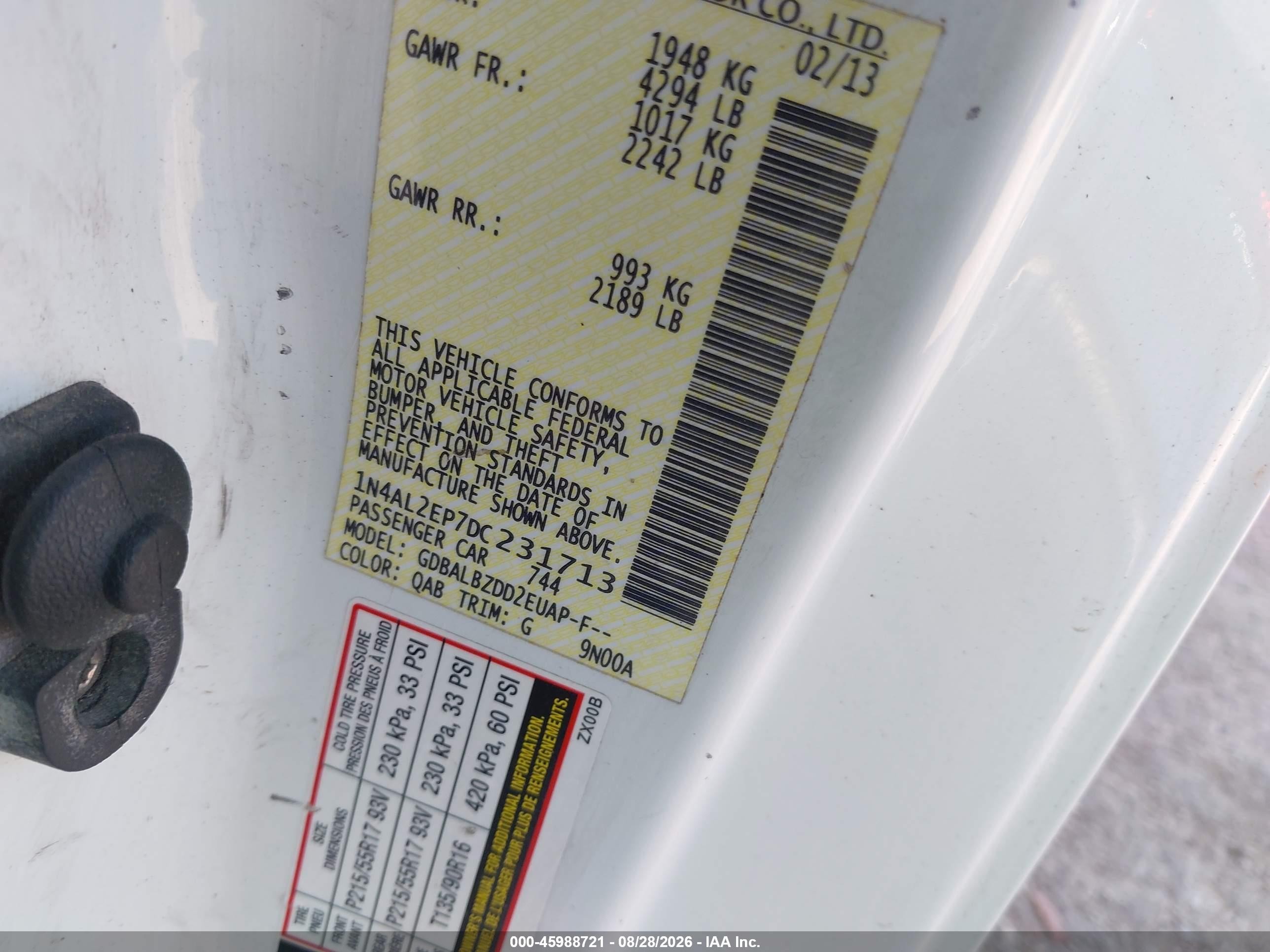 2013 Nissan Altima 2.5 S White vin: 1N4AL2EP7DC231713