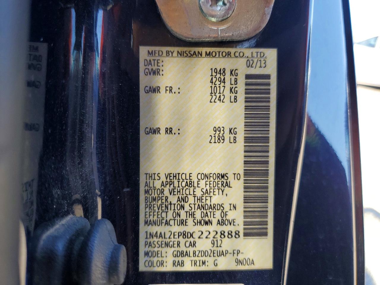 2013 Nissan Altima S Blue vin: 1N4AL2EP8DC222888