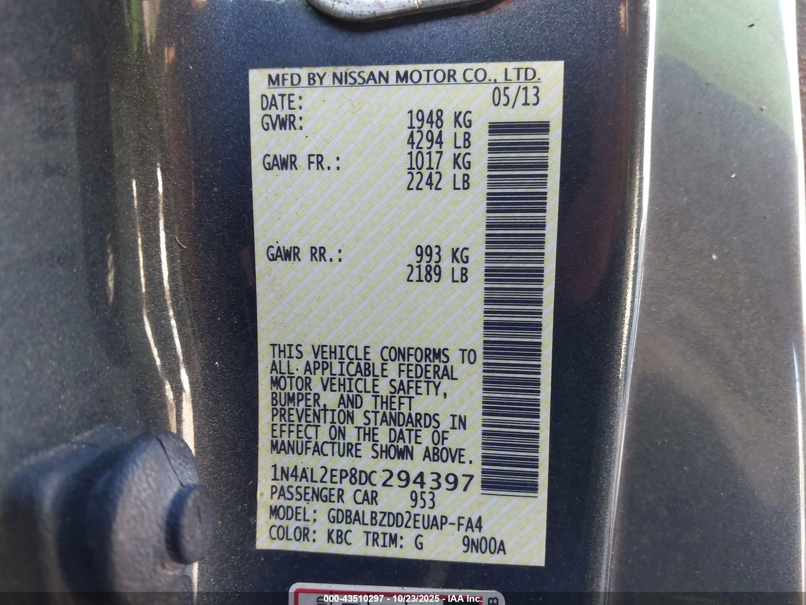 2013 Nissan Altima 2.5 S Gray vin: 1N4AL2EP8DC294397