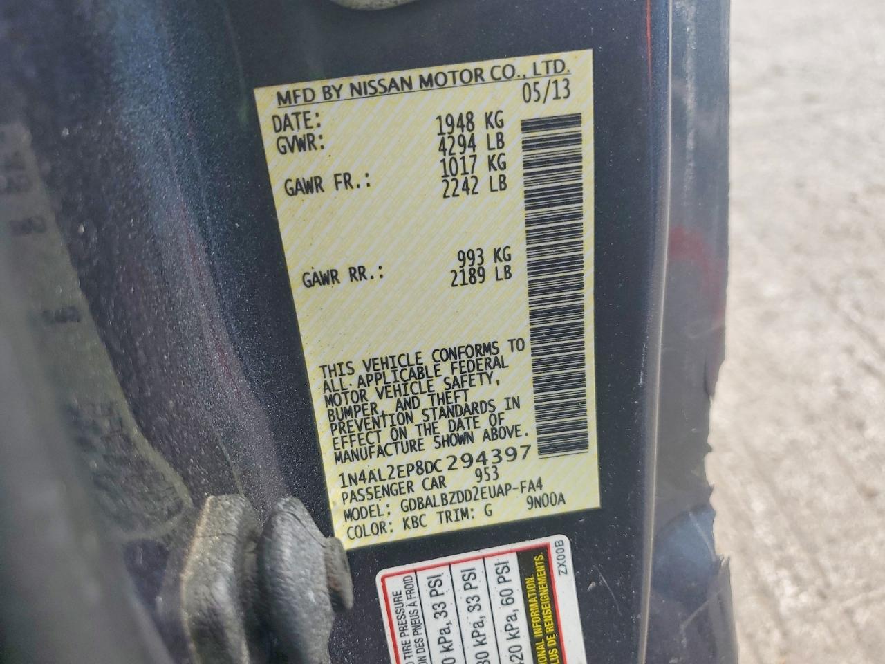 2013 Nissan Altima S Gray vin: 1N4AL2EP8DC294397