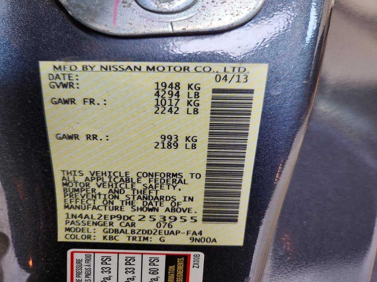 2013 Nissan Altima S Gray vin: 1N4AL2EP9DC253955