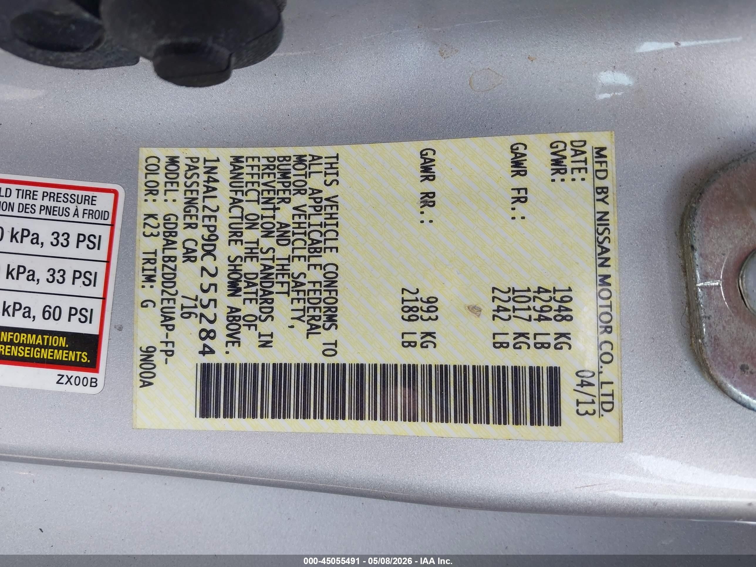 2013 Nissan Altima 2.5 S Silver vin: 1N4AL2EP9DC255284