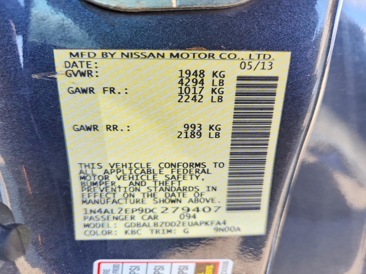 2013 Nissan Altima S Gray vin: 1N4AL2EP9DC279407