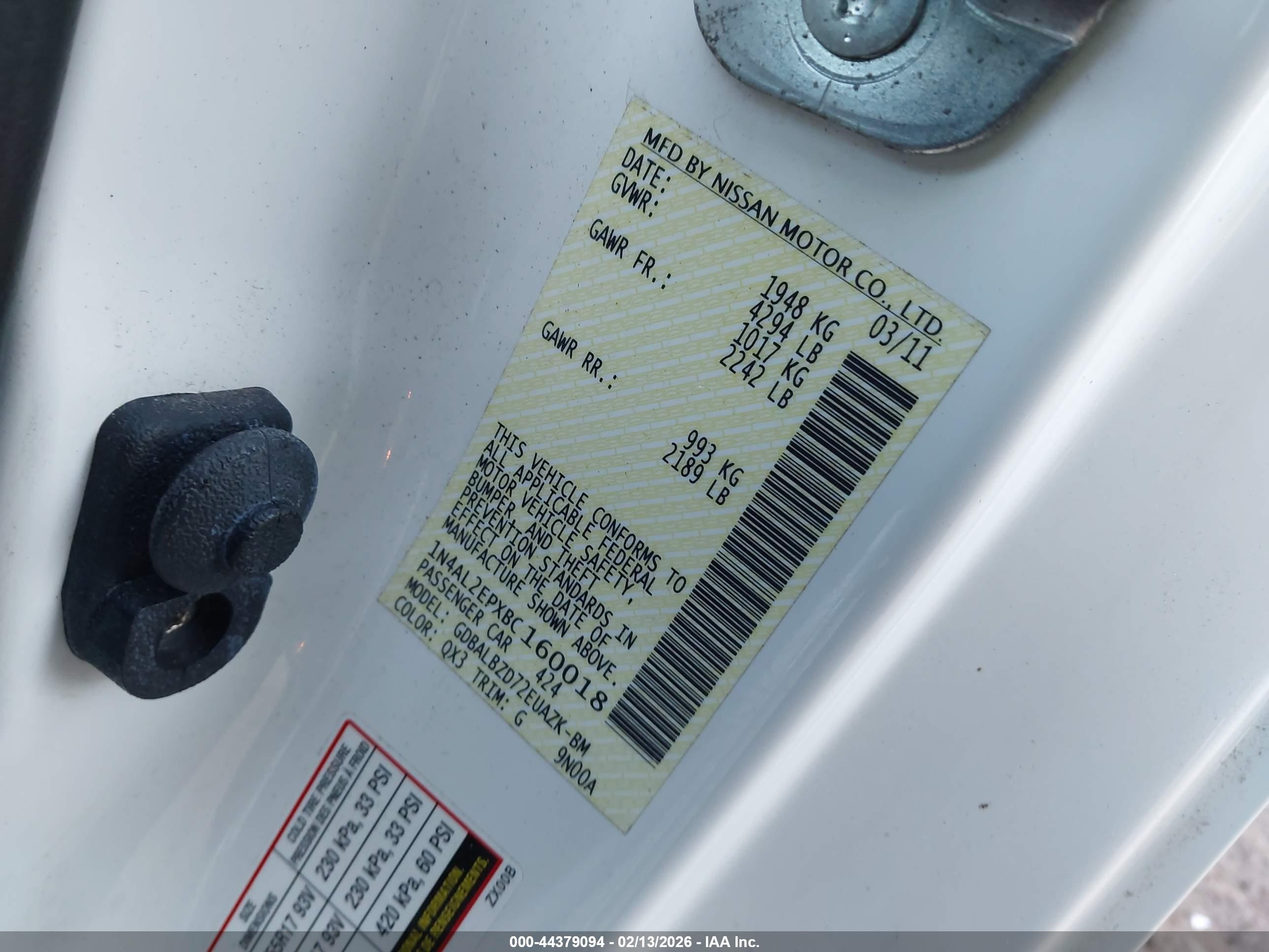 2011 Nissan Altima 2.5 S Белый vin: 1N4AL2EPXBC160018
