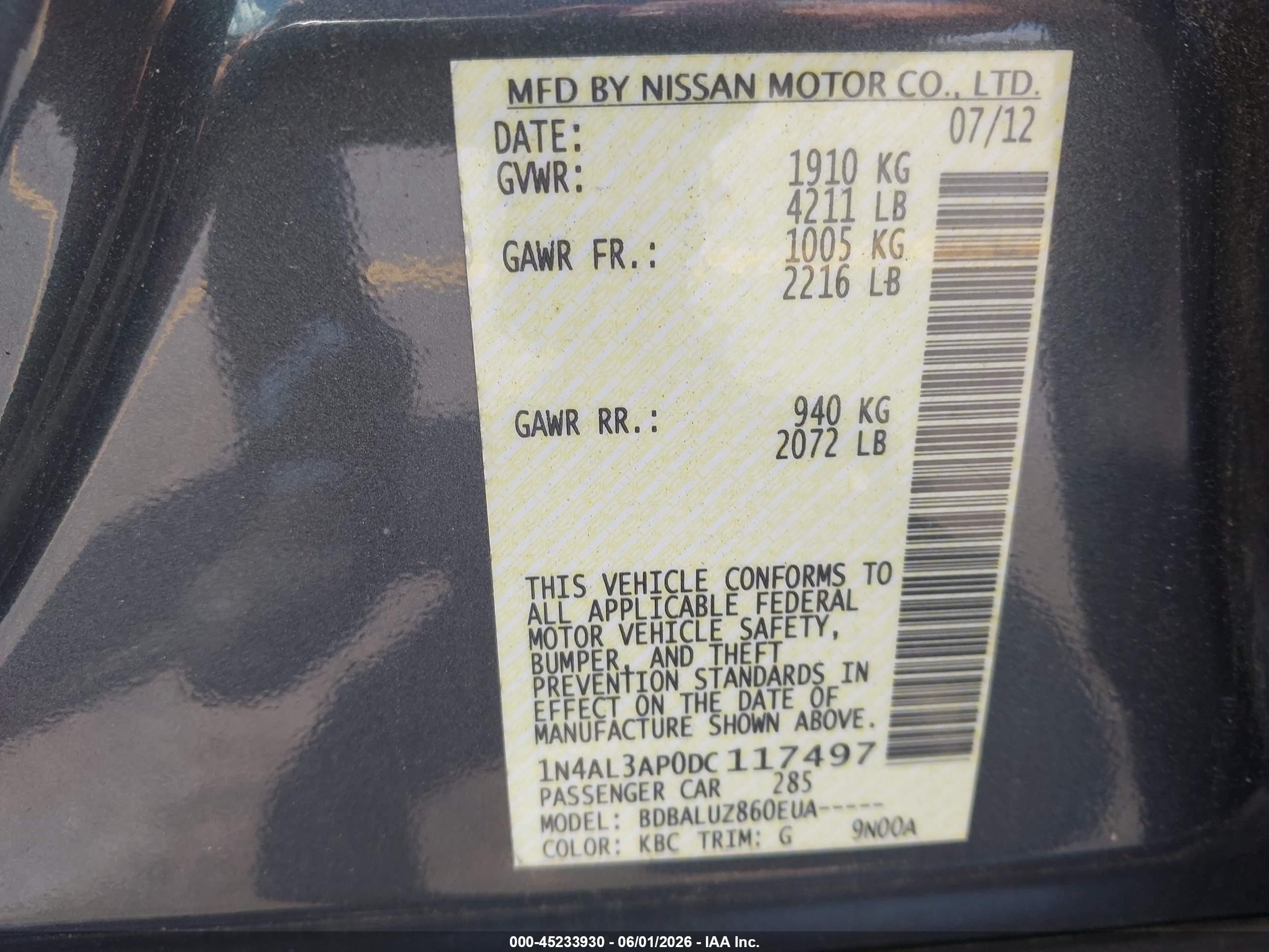 2013 Nissan Altima 2.5 Sv Gray vin: 1N4AL3AP0DC117497