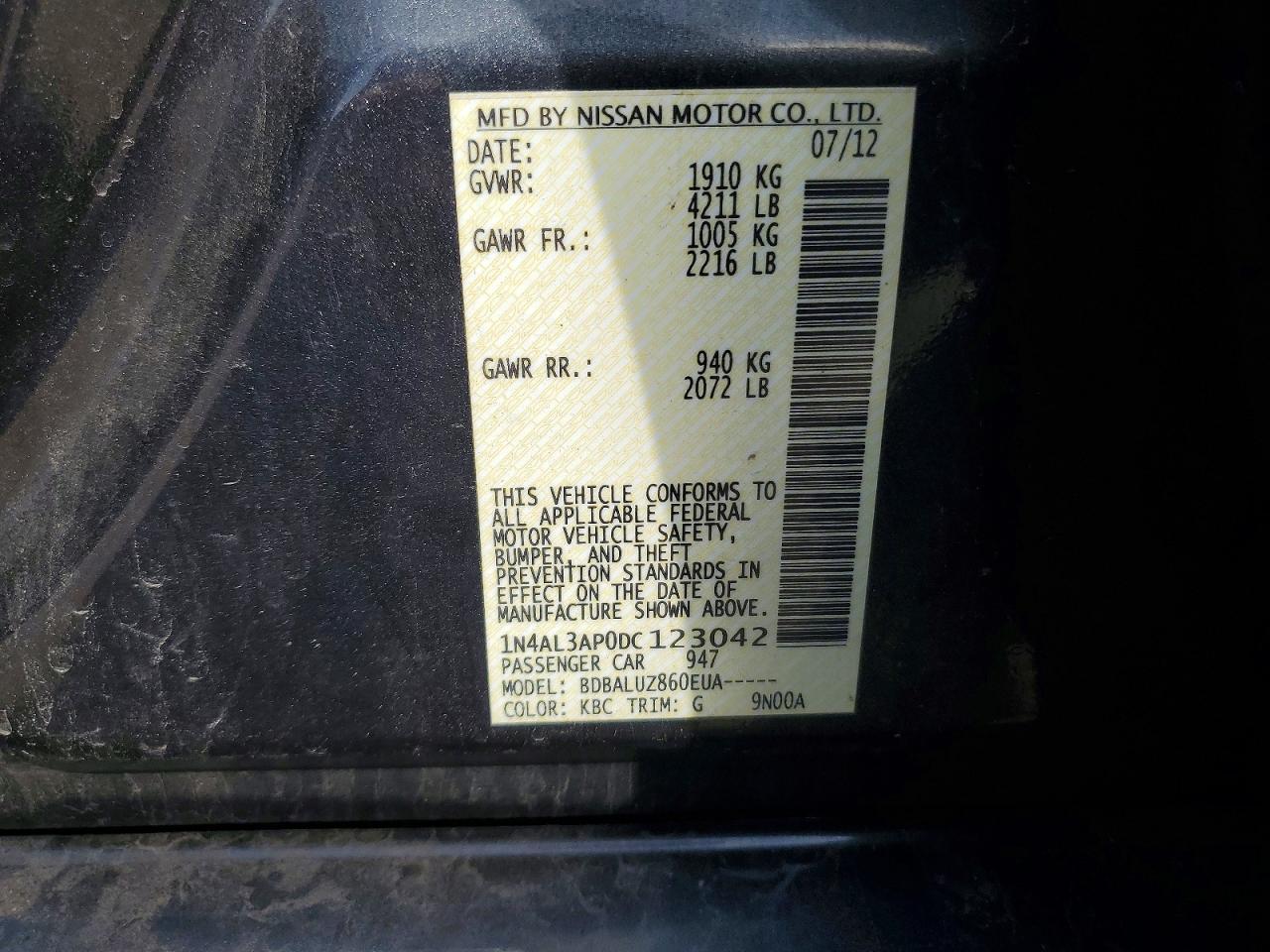 2013 Nissan Altima 2.5 Gray vin: 1N4AL3AP0DC123042